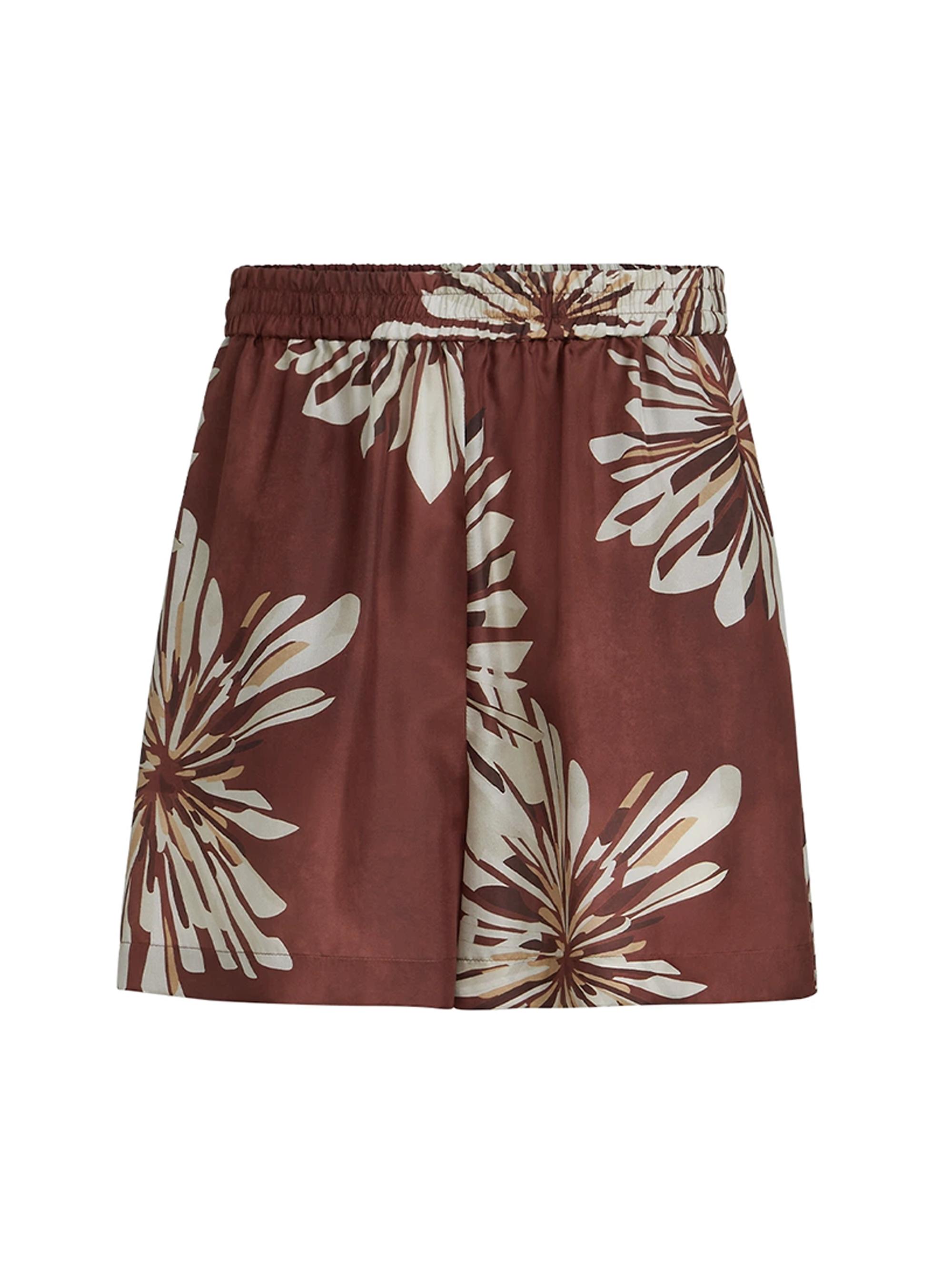 Brunello Cucinelli Women's Silk Bloom Print Pongee Shorts - Bordeaux