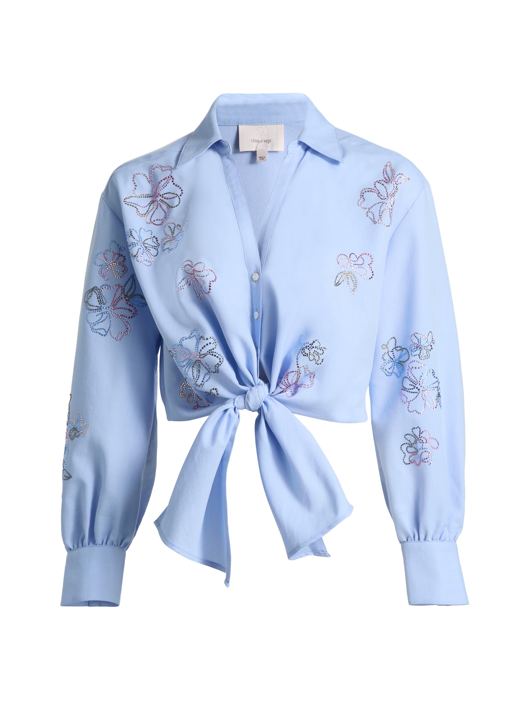 Cinq à Sept Women's Marianna Blooming Linework Top - Rain Cloud