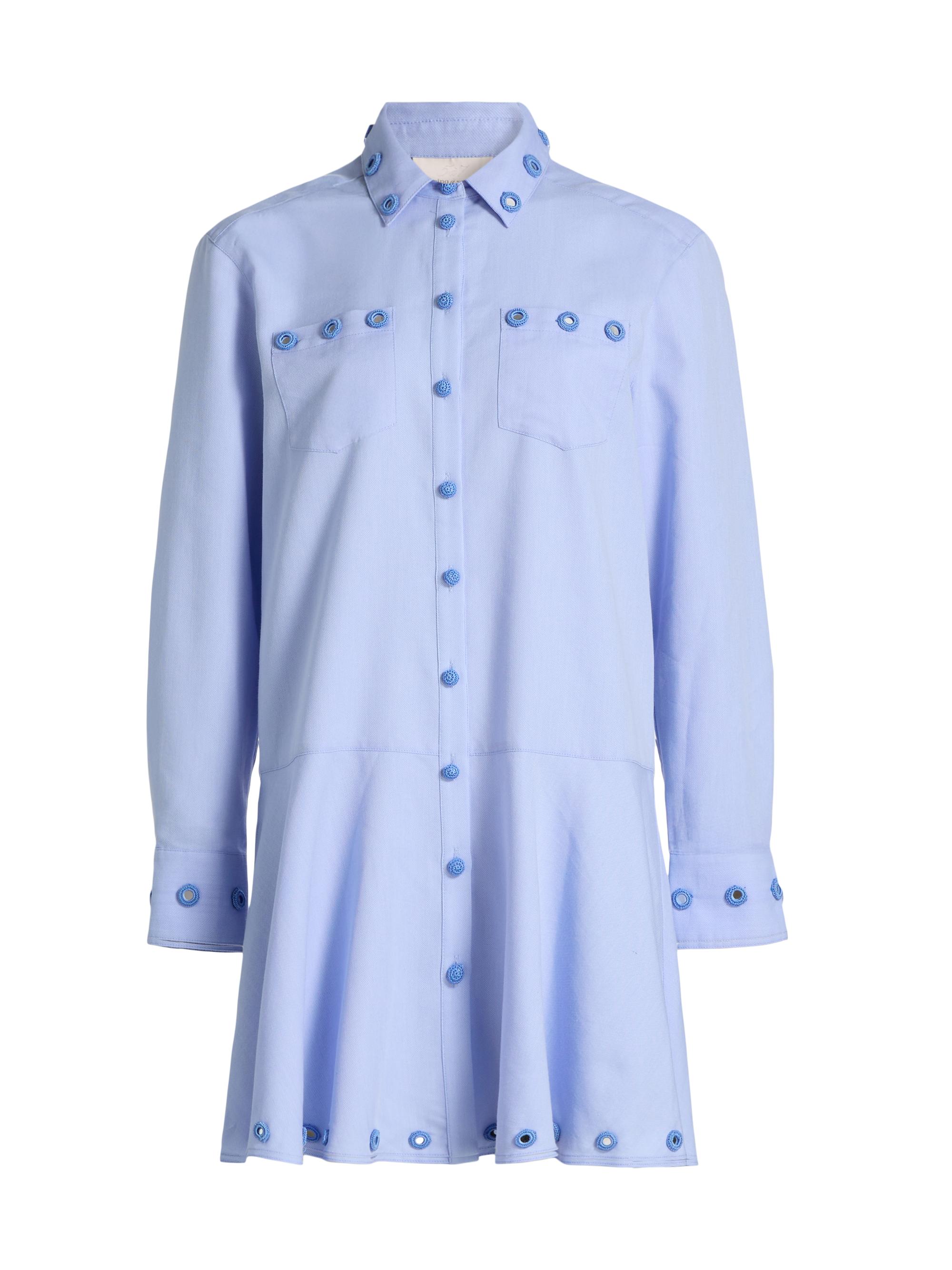 Cinq à Sept Women's Giulia Crochet Mirrors Mini Shirtdress - Rain Cloud