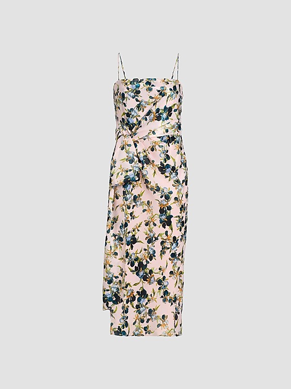 saks cocktail dresses FIFTH AVENUE 1960s Pink Floral Beaded Dress Size 4 The Paper Bag Princess while smooth full lining keeps the fit sleek from first toast to last dance. Kay Unger Elisa Pleated Floral