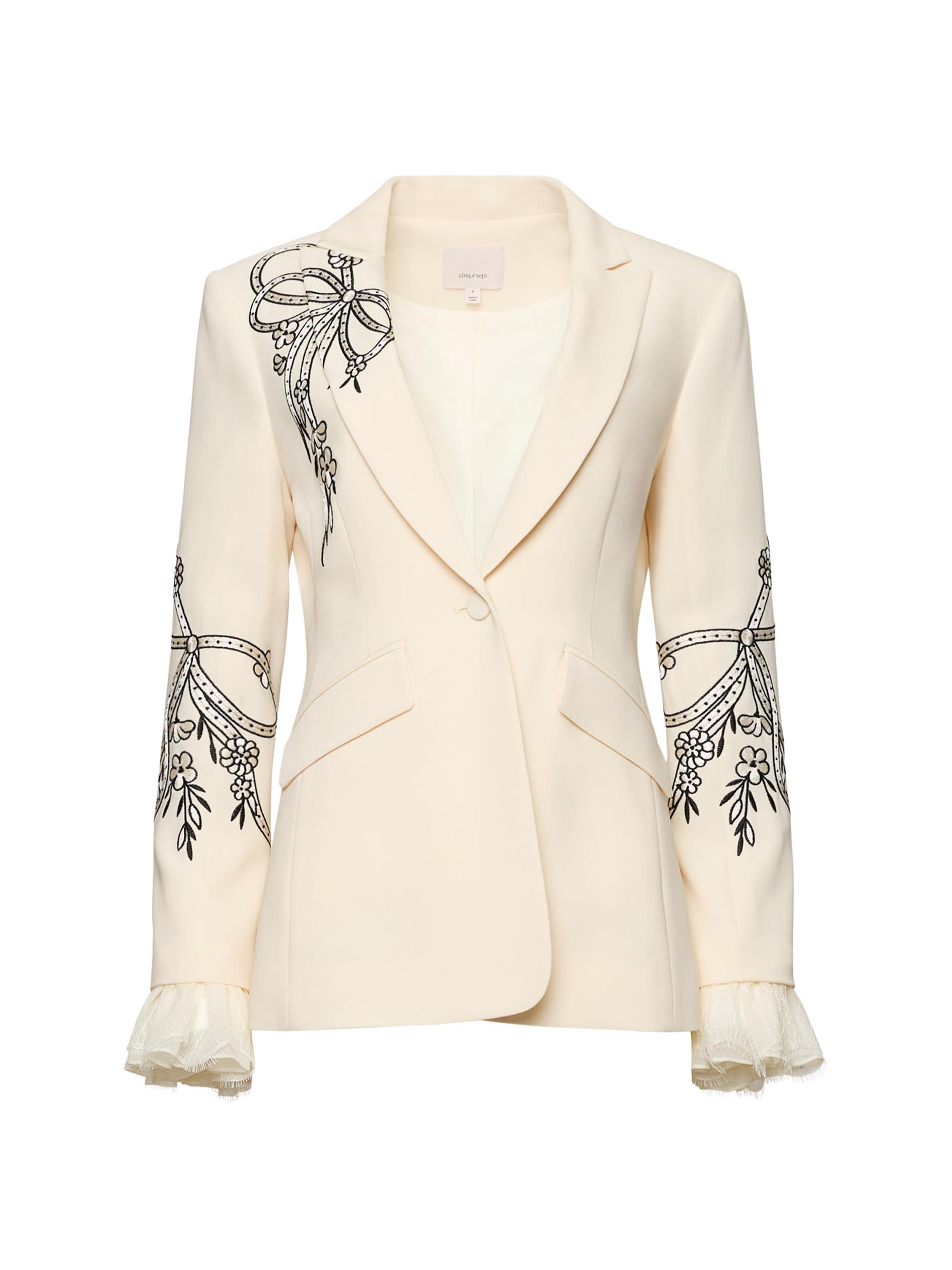 Cinq à Sept Women's Cheyenne Cascading Ribbon Blazer - Gardenia Black