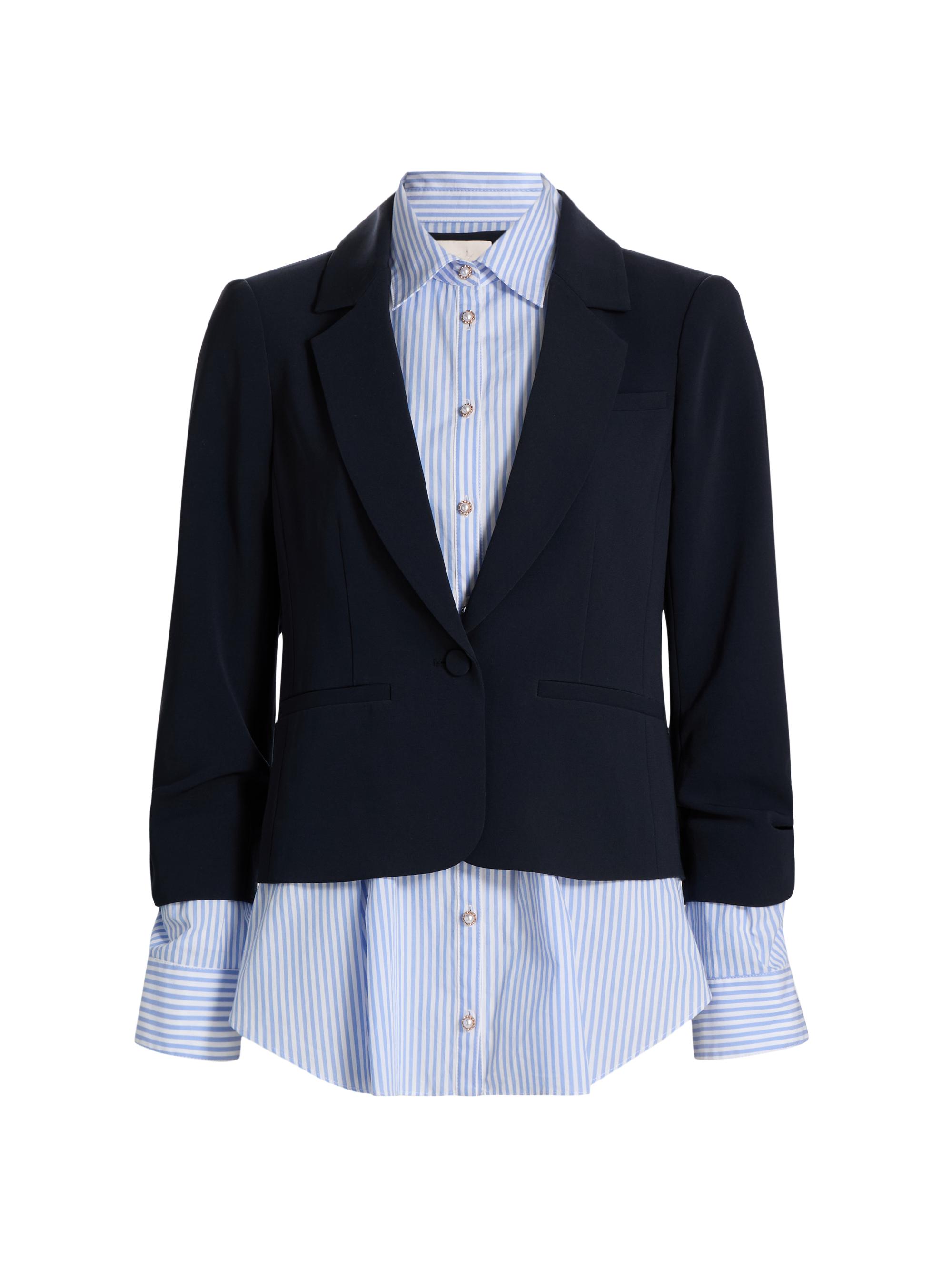 Cinq à Sept Women's Aron Layered Blazer - Navy Blue Stripe