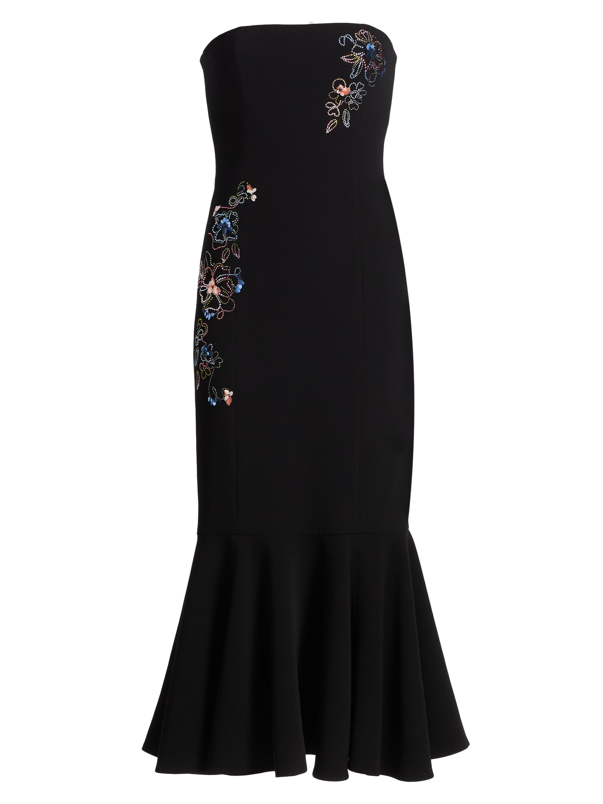 Cinq à Sept Women's Juniper Blooming Linework Fishtail Midi-Dress - Black Multi