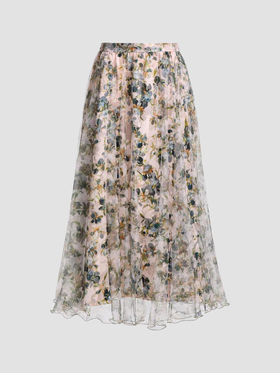 サイレンススズカ Cinq à Sept Sofia Trailing Iris Maxi Skirt | Saks Fifth Avenue