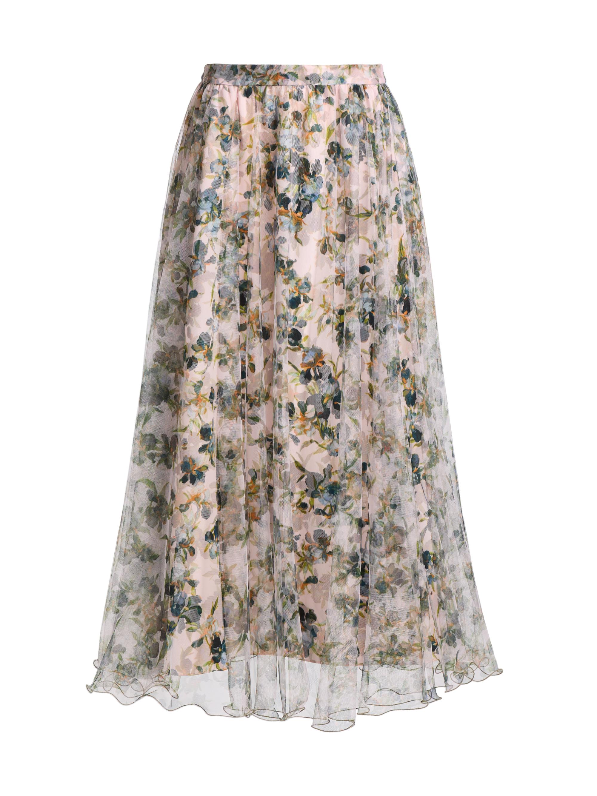 Cinq à Sept Women's Sofia Trailing Iris Maxi Skirt - Rosy Cloud Multi