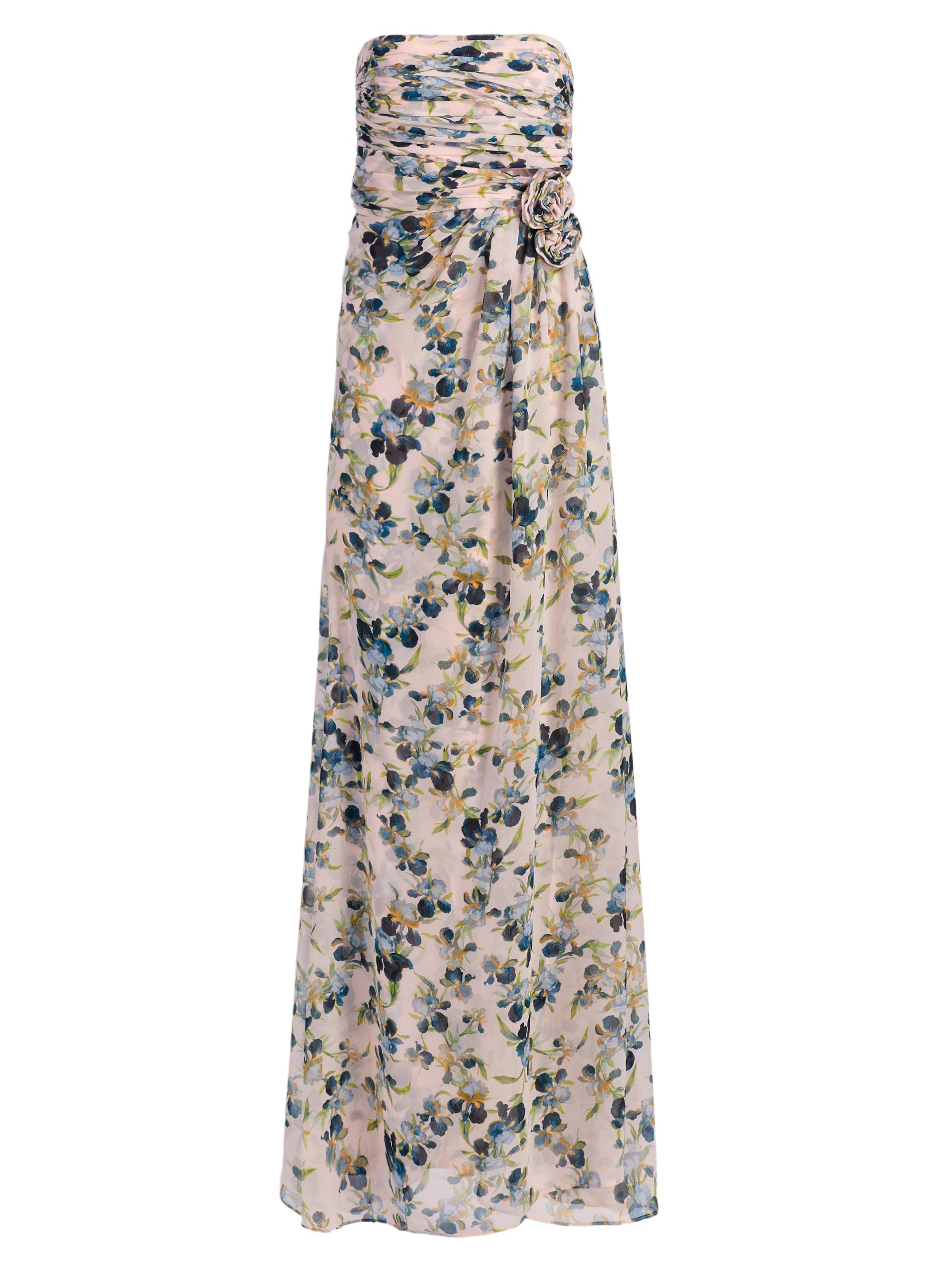Cinq à Sept Women's Magy Trailing Iris Floral Strapless Gown - Rosy Cloud Multi