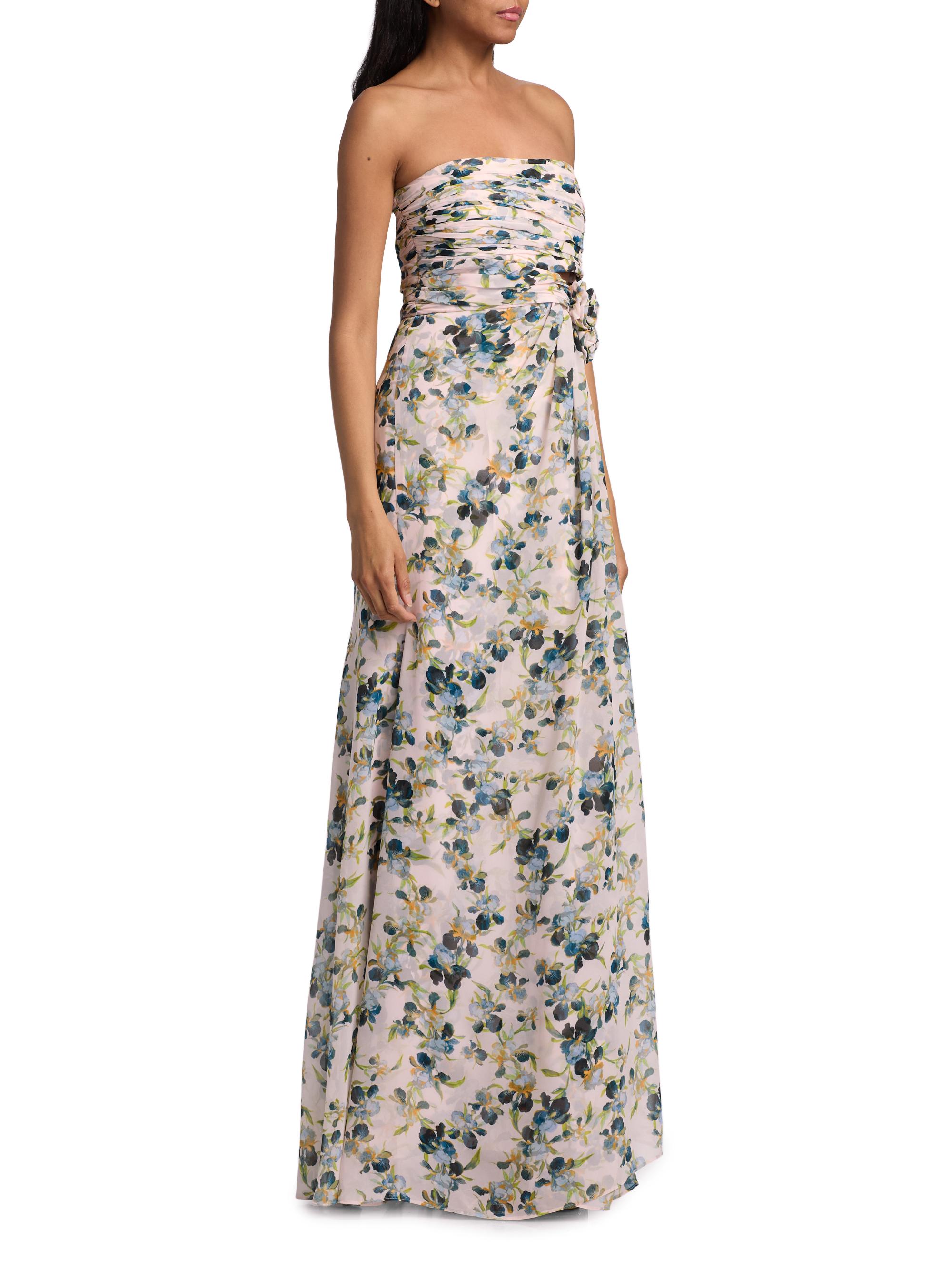 Cinq à Sept Magy Trailing Iris Floral Strapless Gown | Saks Fifth