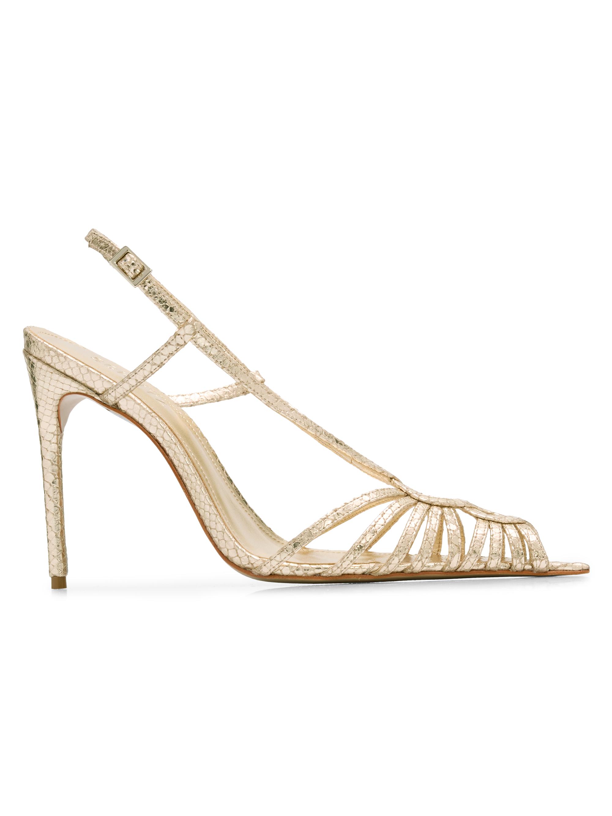 Schutz Seraphine 110MM Snakeskin-Embossed Leather Peep-Toe Sandals