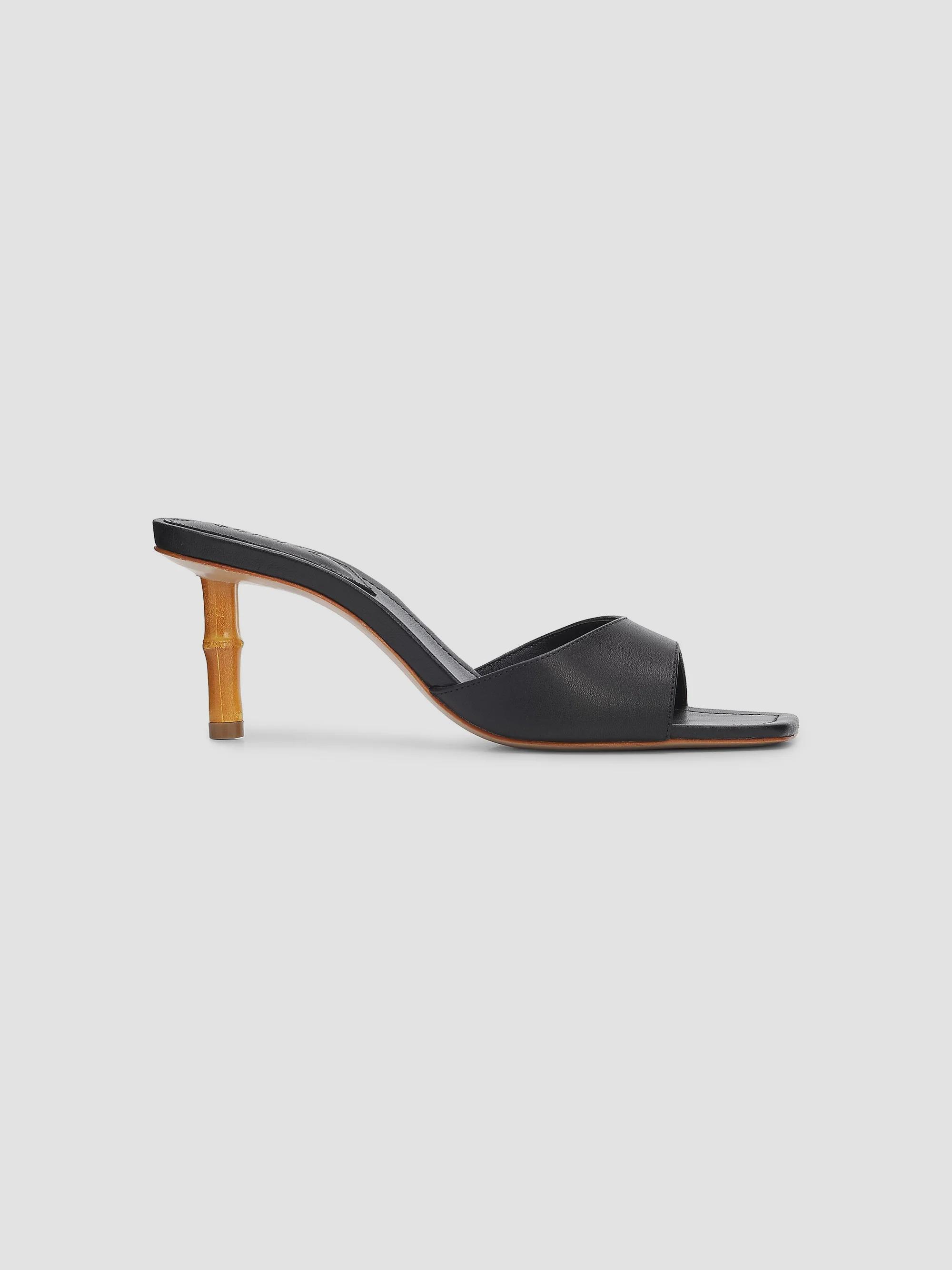 Schutz Leena 75MM Bamboo-Heel Leather Mules | Saks Fifth Avenue