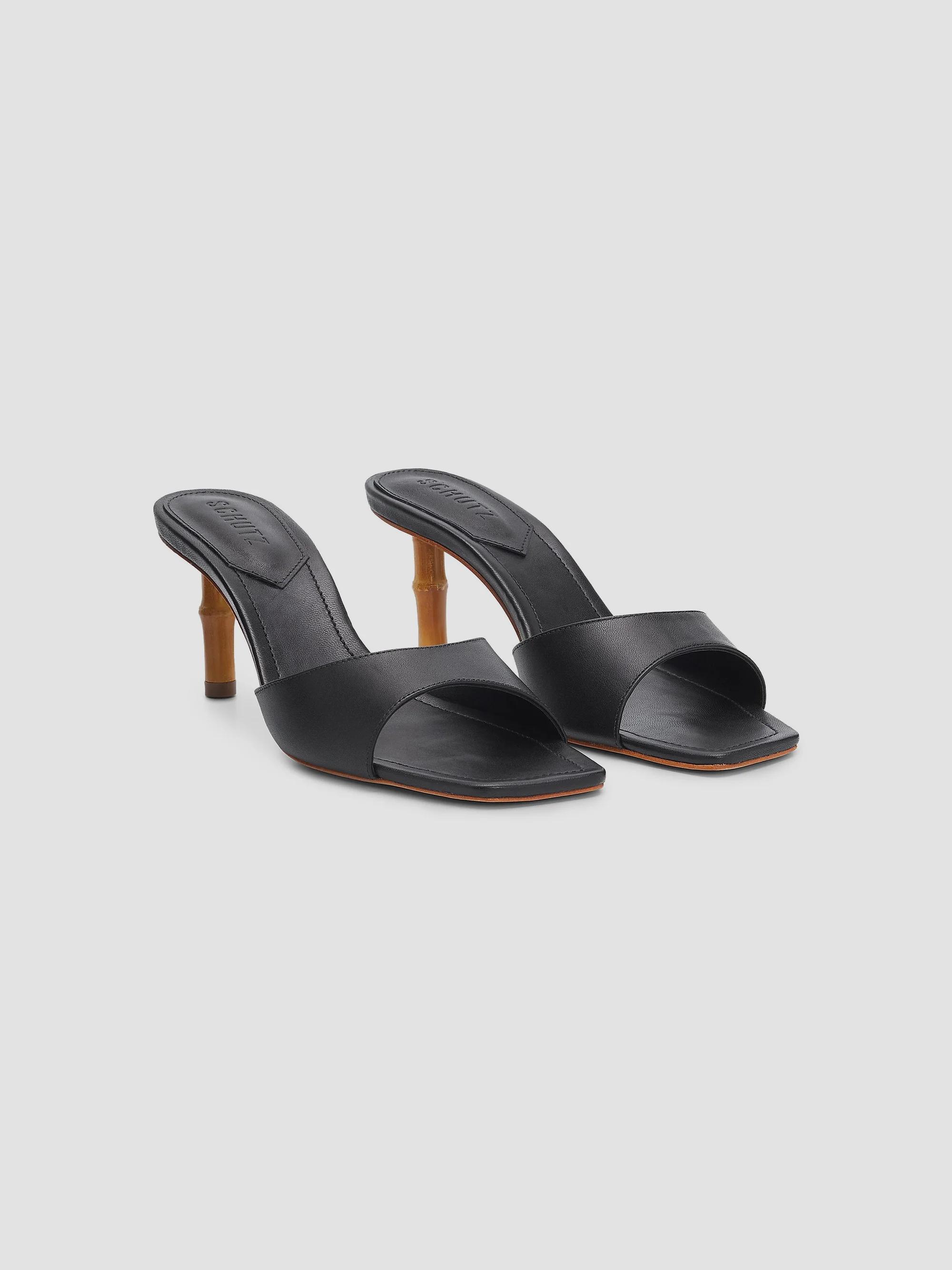Schutz Leena 75MM Bamboo-Heel Leather Mules | Saks Fifth Avenue