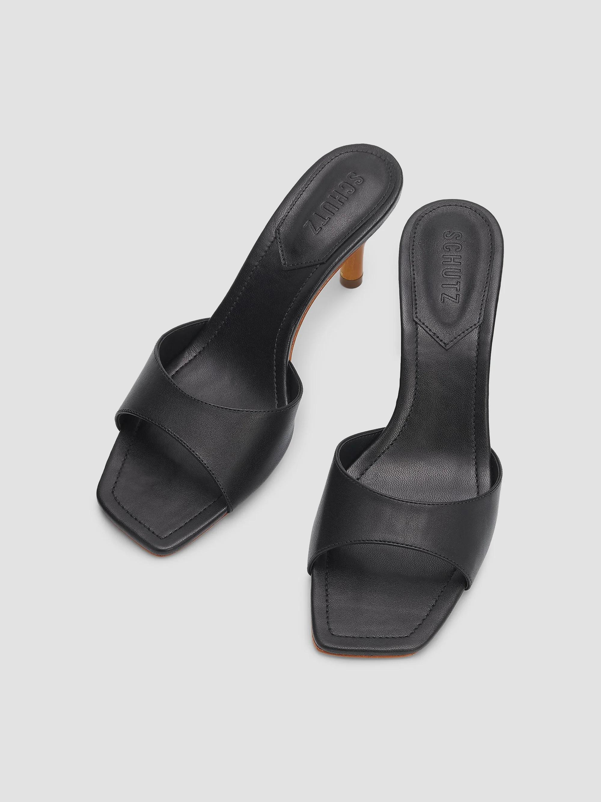 Schutz Leena 75MM Bamboo-Heel Leather Mules | Saks Fifth Avenue