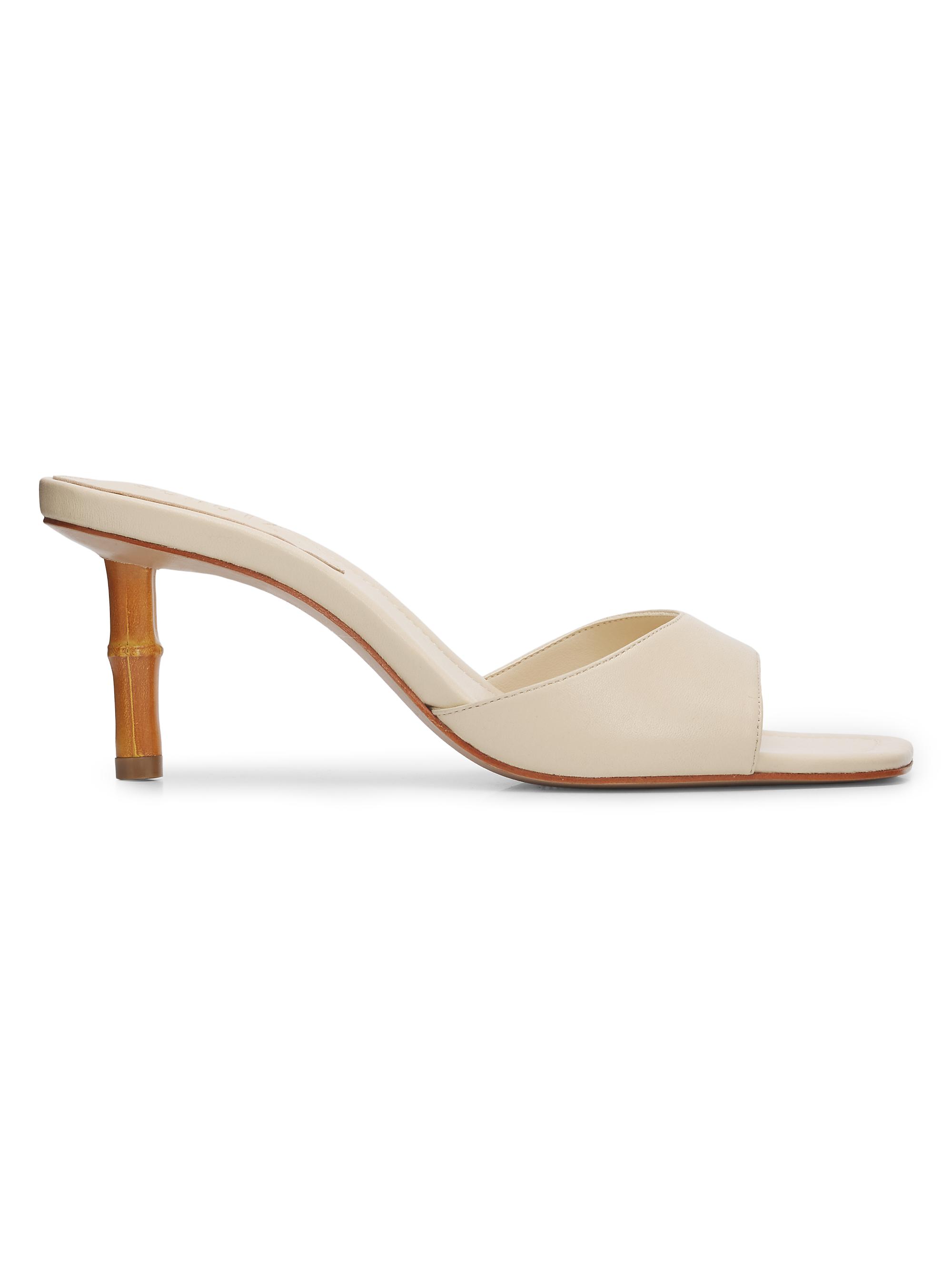 Schutz Women's Leena 75MM Bamboo-Heel Leather Mules - Egg Shell | Thumbnail 7