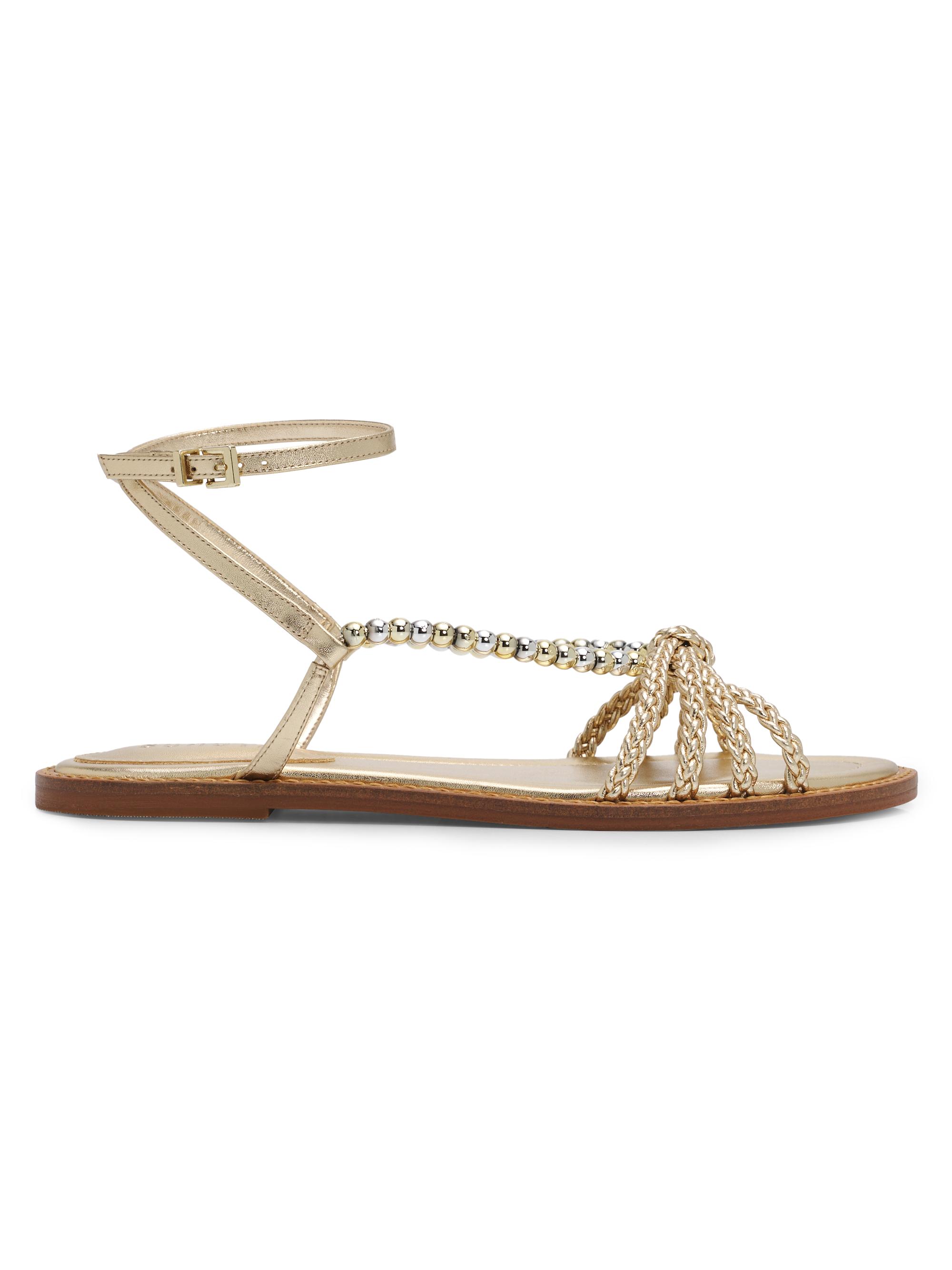 green emerald velvet dress Paris Texas Flat Sandals in Gold Metallic-effect, Plisse Leather Woman, Gold, Size 37.5