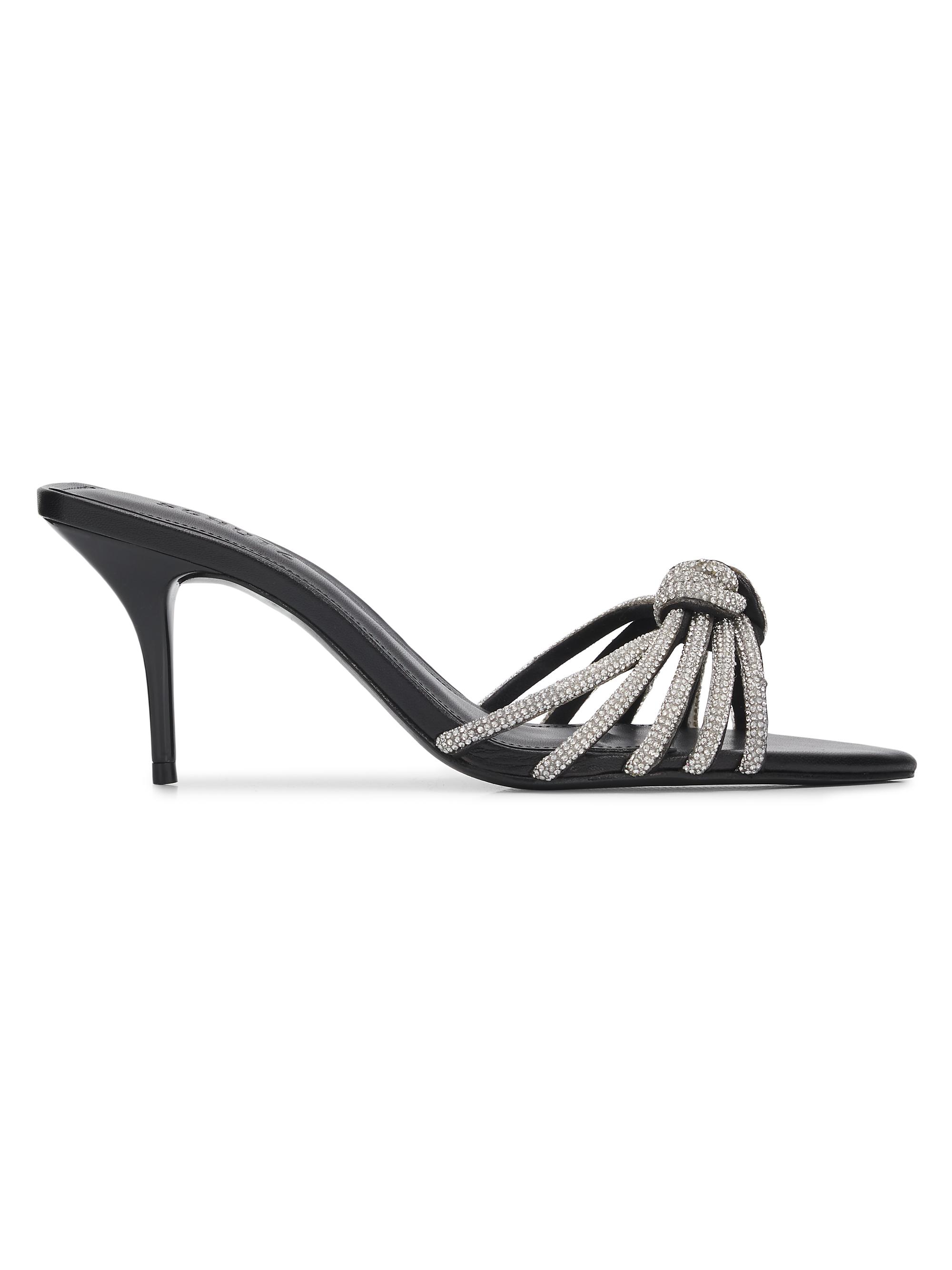 Schutz Women's Pearline 75MM Crystal-Embellished Leather Mules - Cristal Black | Thumbnail 7