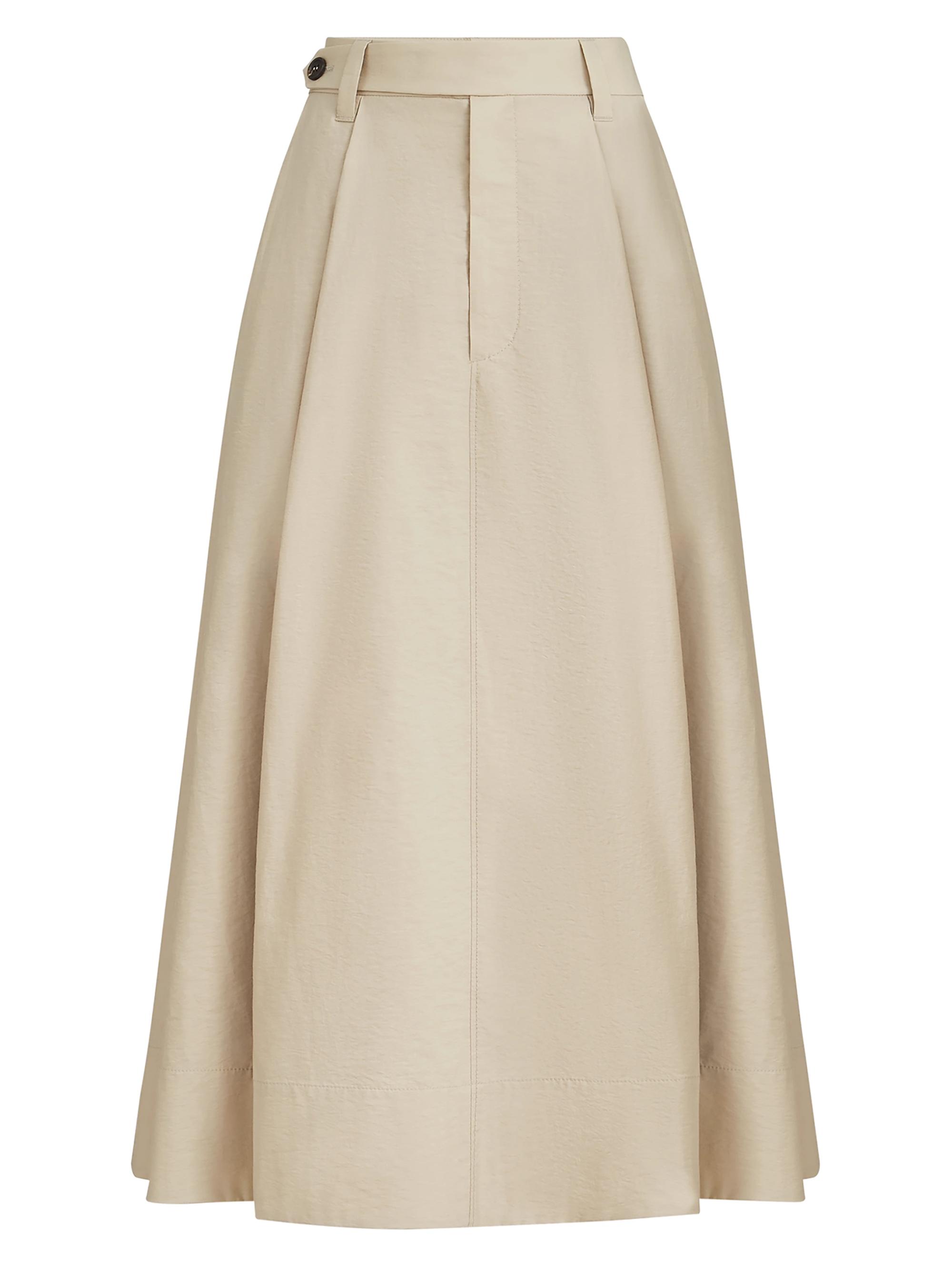 Brunello Cucinelli Women's Techno Cotton Poplin Sartorial Skirt with Monili - Beige