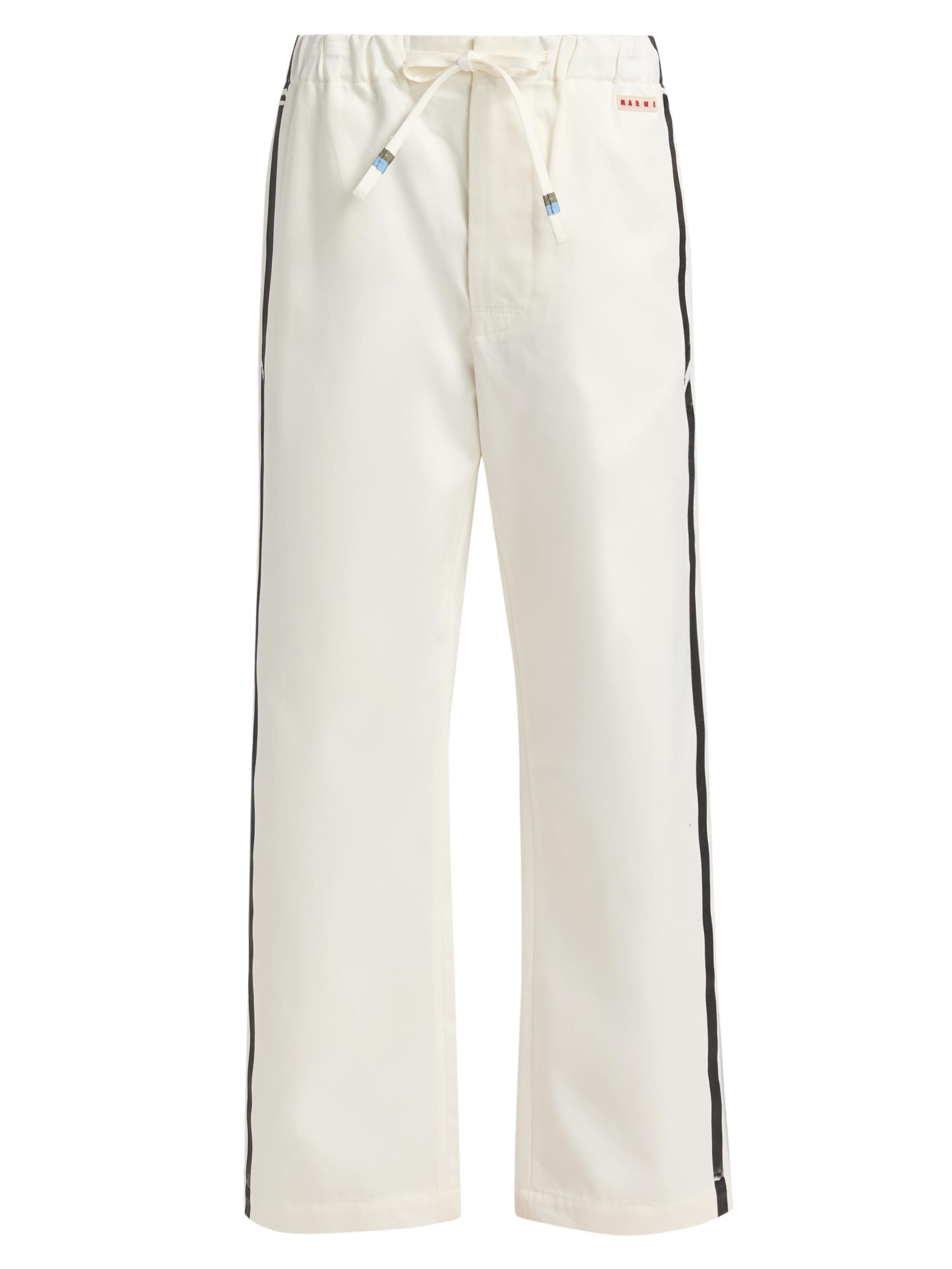 Marni Women's Tuxedo Stripe Cotton Drawstring Trousers - Lily White - Women's Clothing