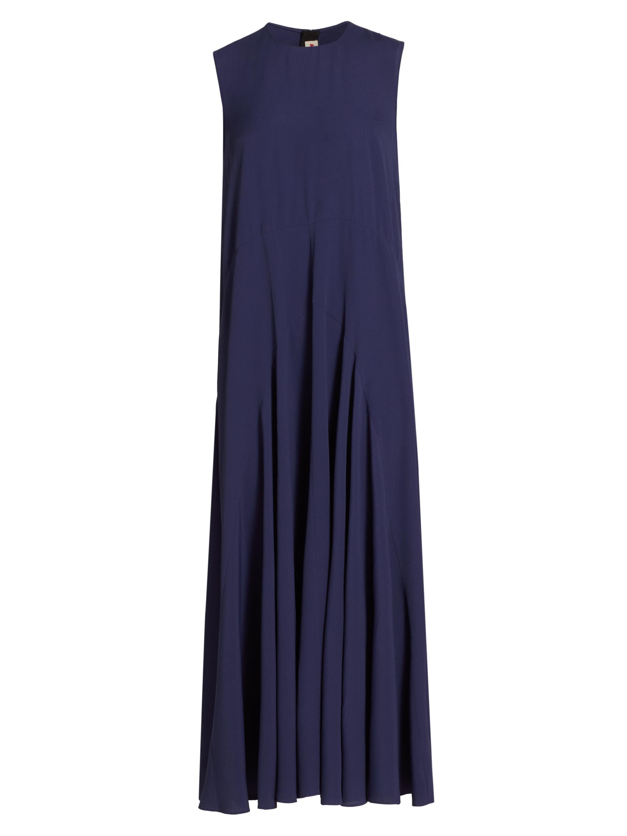 Marni Women's Sleeveless Silk-Blend Midi-Dress - Navy Blue