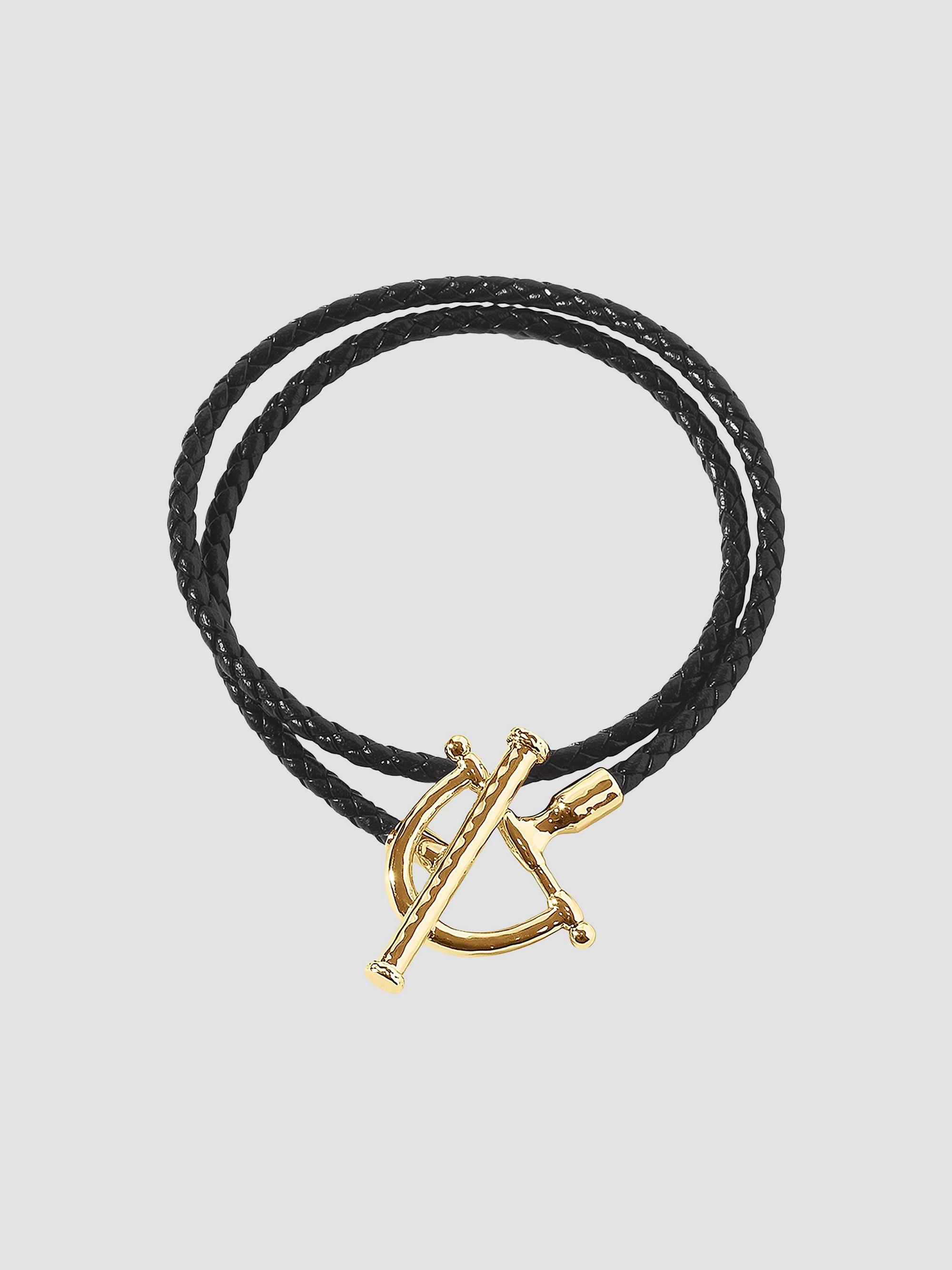 Anabel Aram Women's Cheval Braided Leather & 18K-Gold-Plated Wrap Bracelet - Black