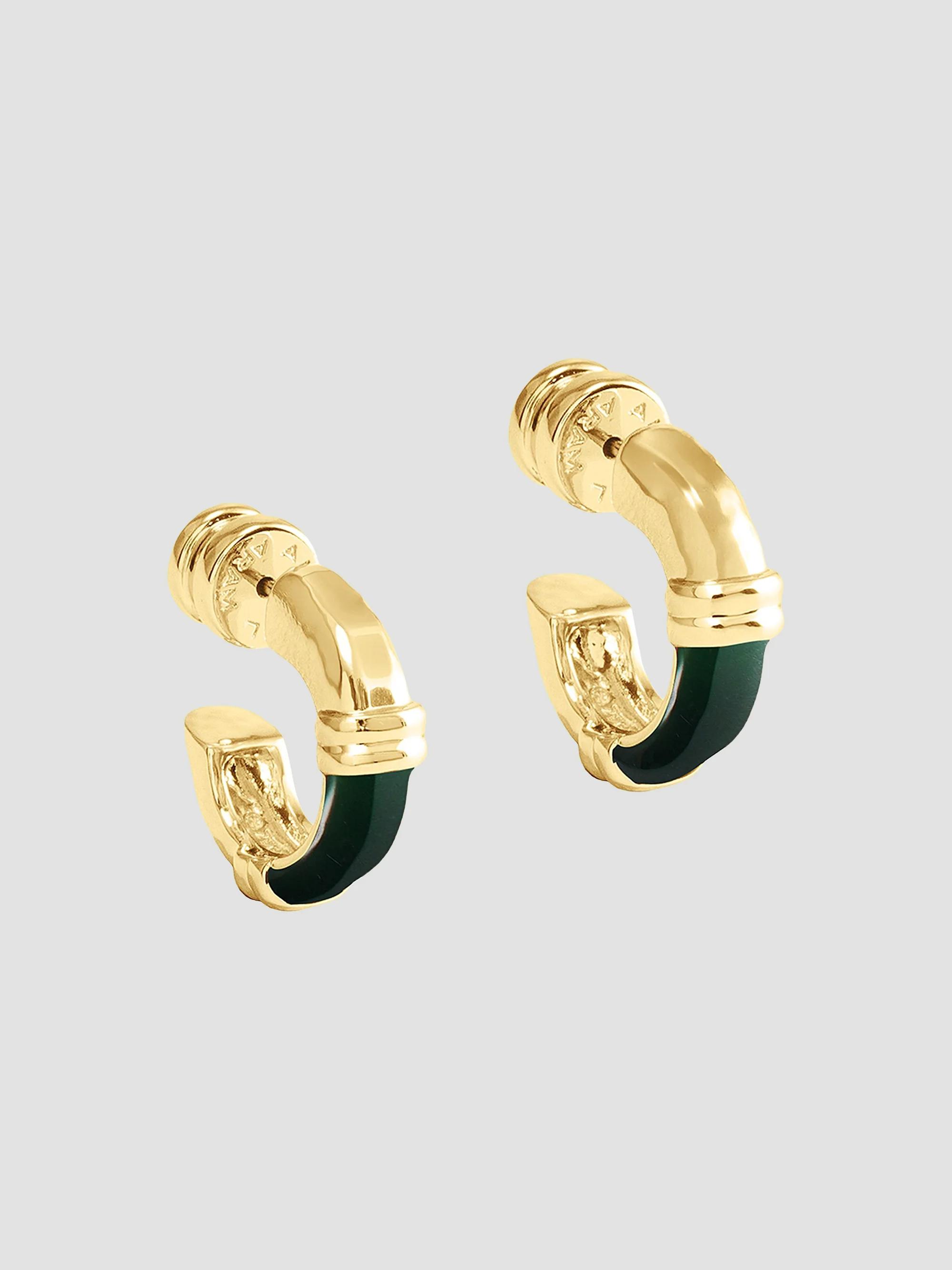Anabel Aram Women's Forza 18K-Gold-Plated & Malachite Huggie Earrings - Malachite