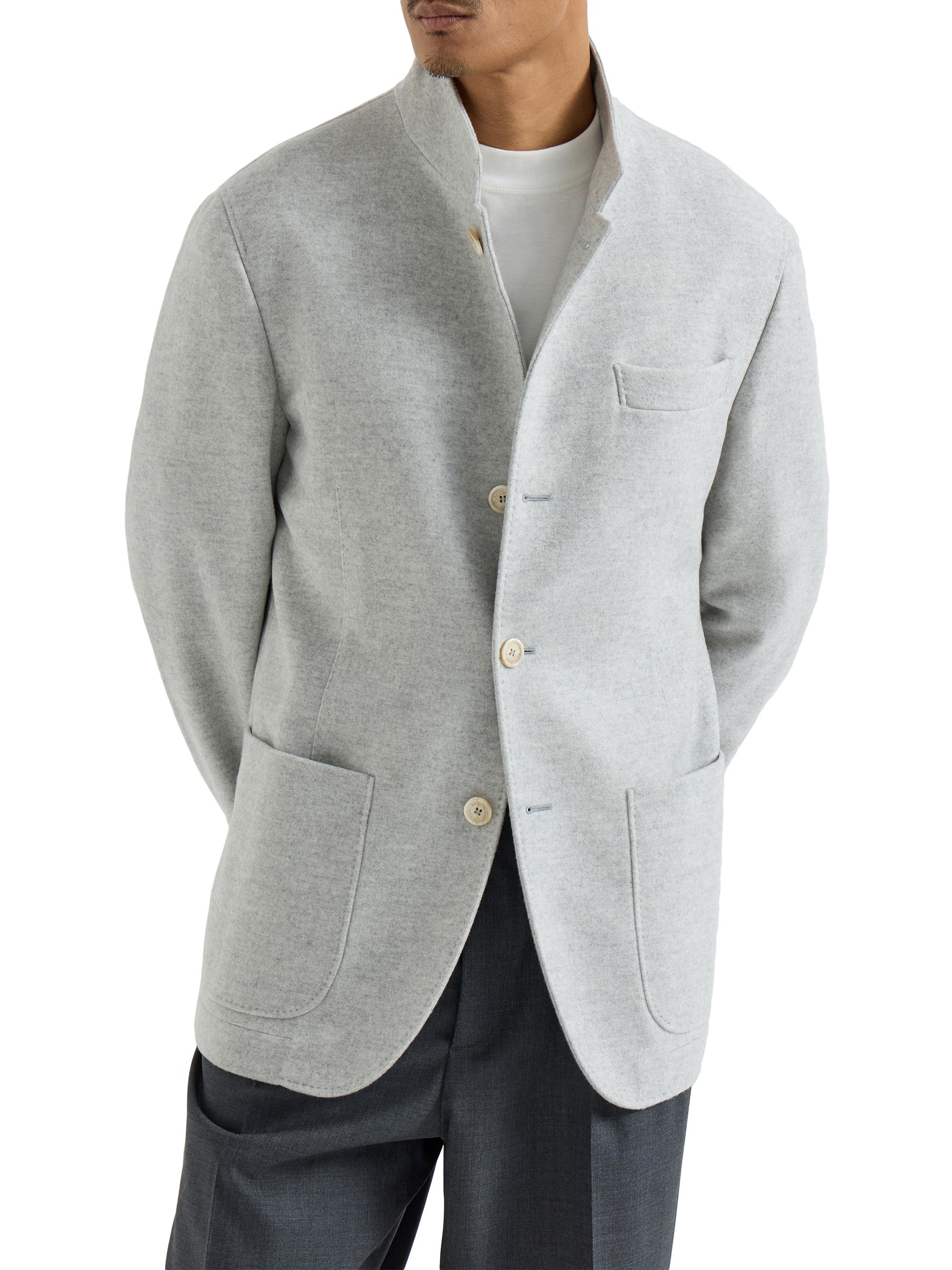 Brunello Cucinelli Men's Lightweight Water Resistant Cashmere Outerwear Blazer - Gravel