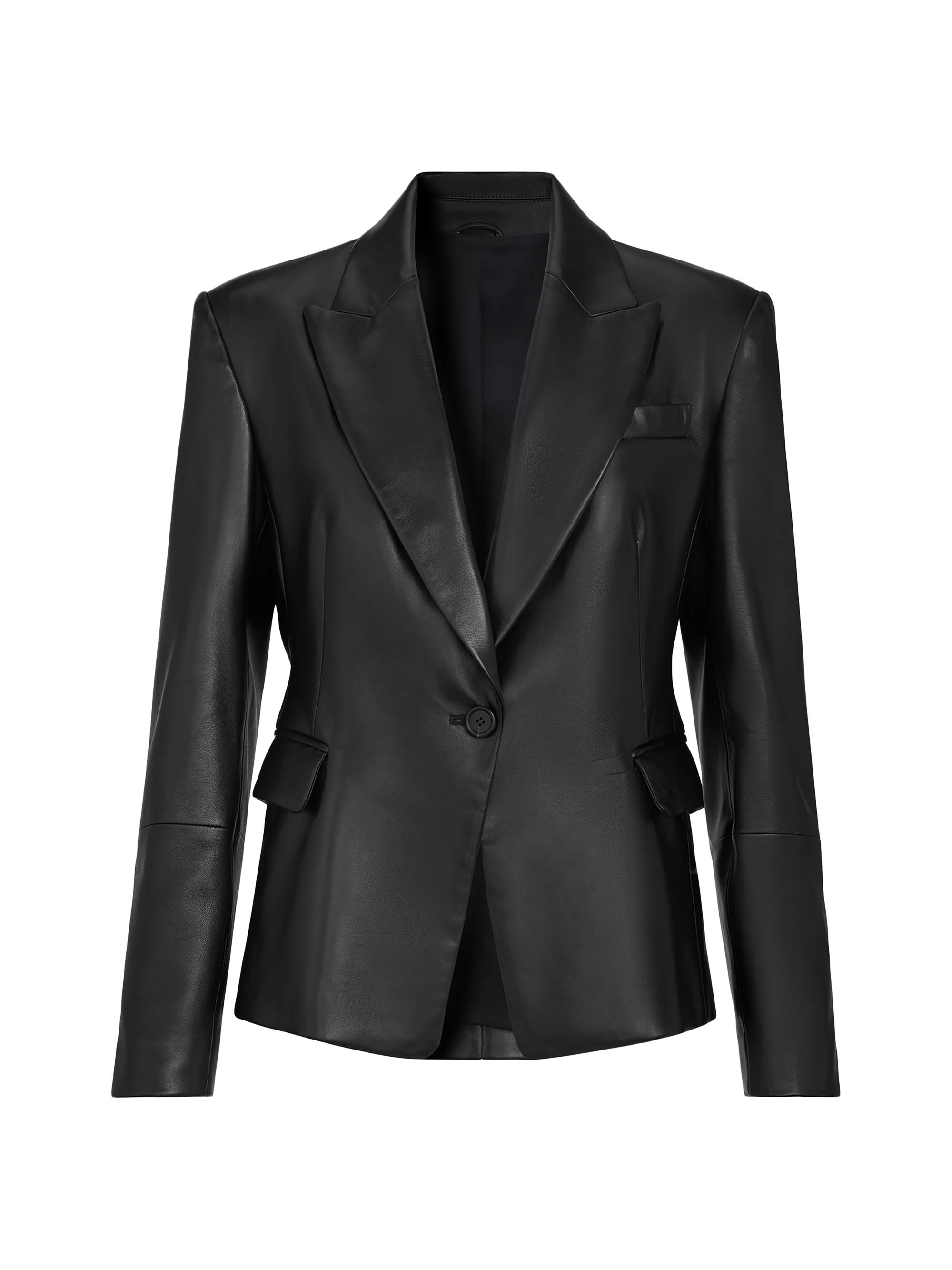Brunello Cucinelli Women's Nappa Leather Blazer with Monili - Black