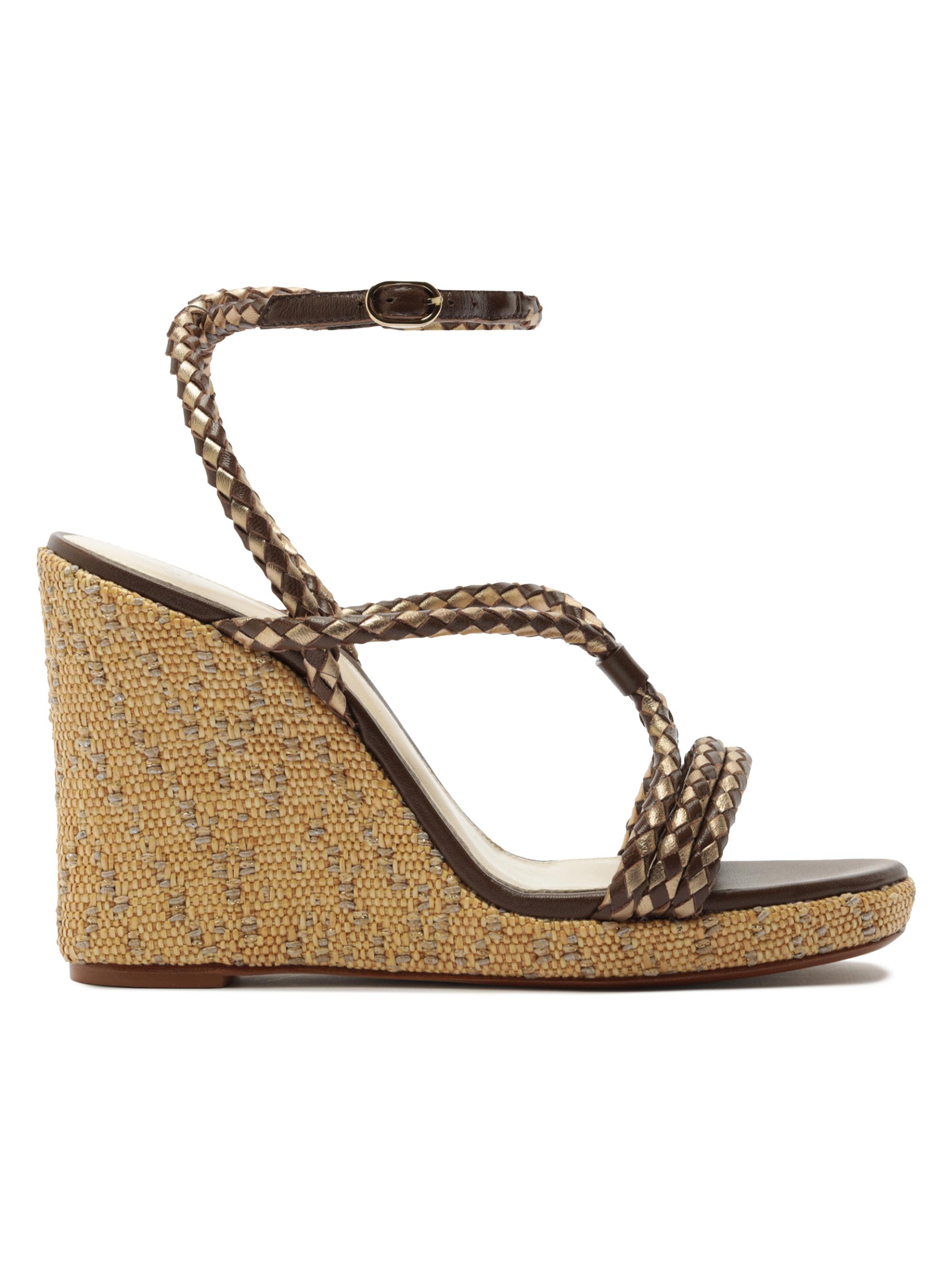 Alexandre Birman Women's Elba 100MM Leather Wedge Sandals - Marrone