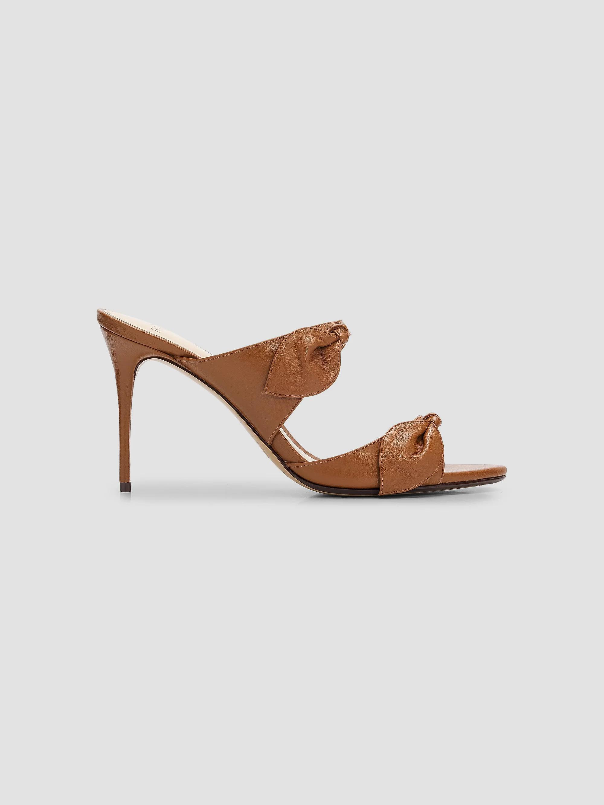 Alexander Birman Tan  suede and leather western inspired Stilleto Sandals Nude Designer Sandal Clarita 90mm | Alexandre Birman main image 3