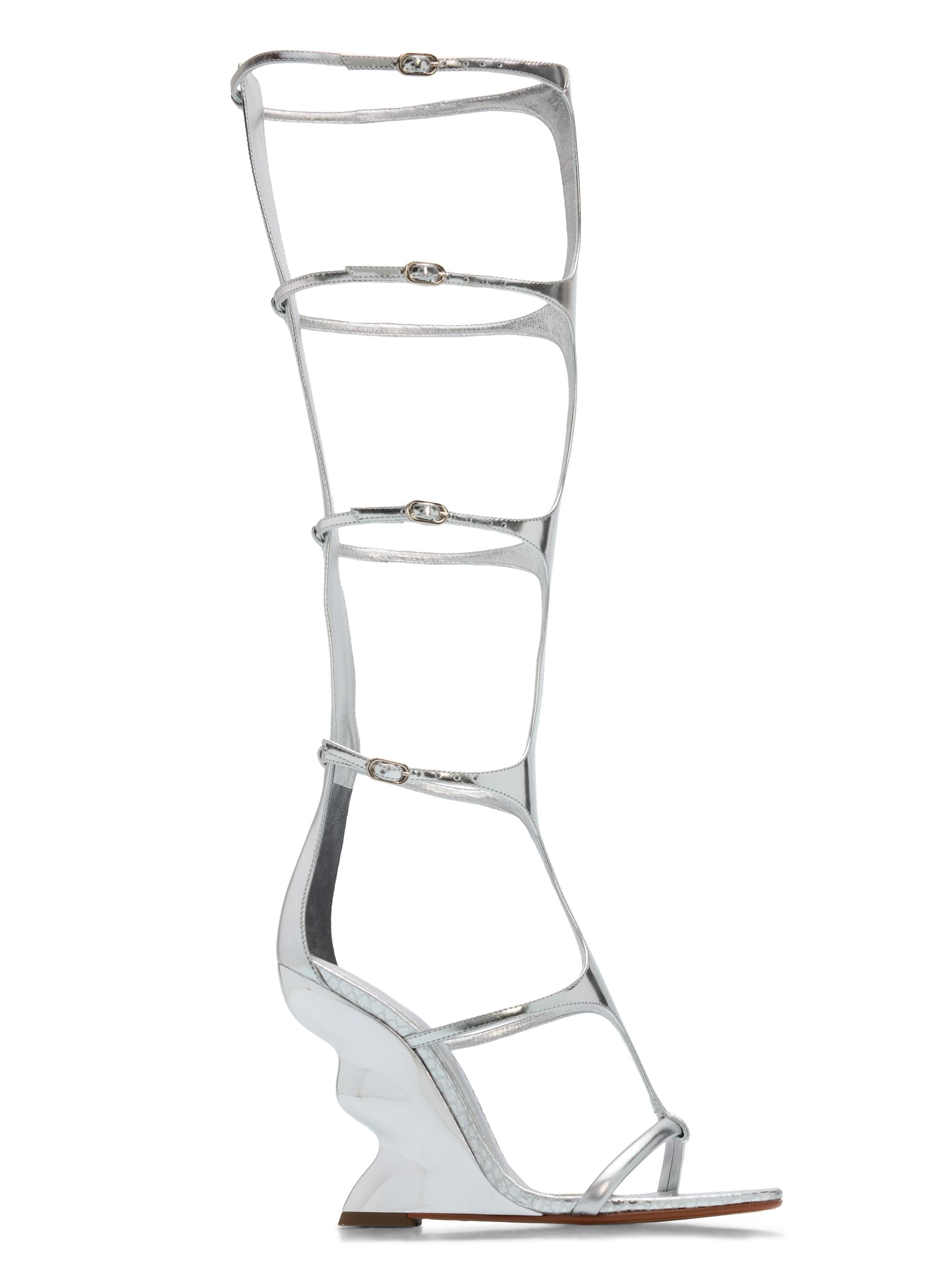 Alexandre Birman Women's Boonie 0MM Leather Gladiator Sandals - Silver