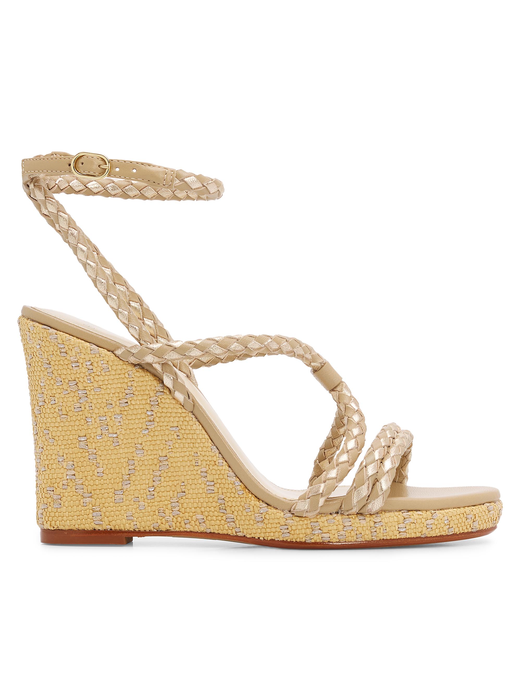Alexandre Birman Women's Elba 100MM Leather Wedge Sandals - Golden