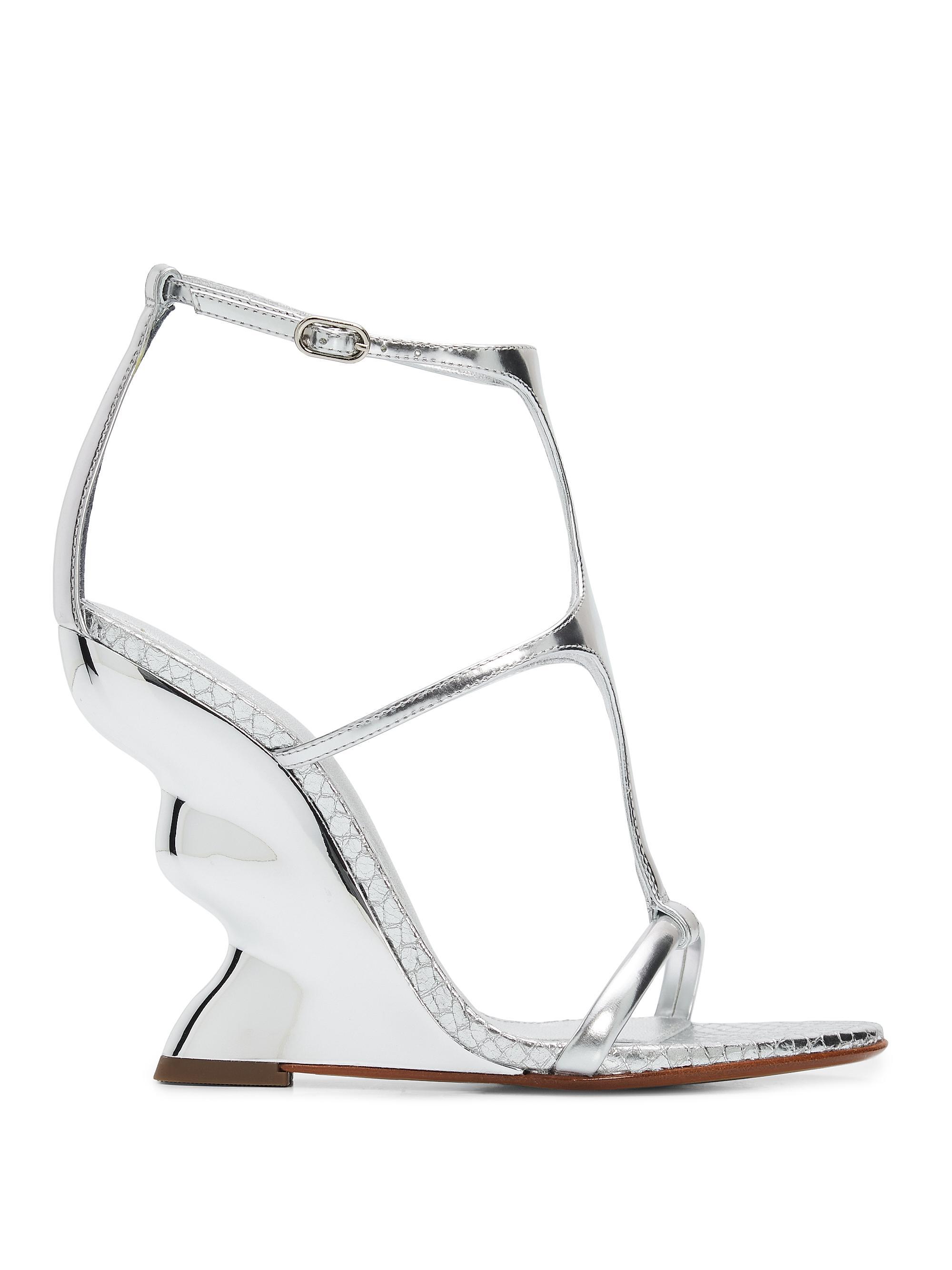 Alexandre Birman Women's Boonie 100MM Leather Wedge-Heel Sandals - Silver