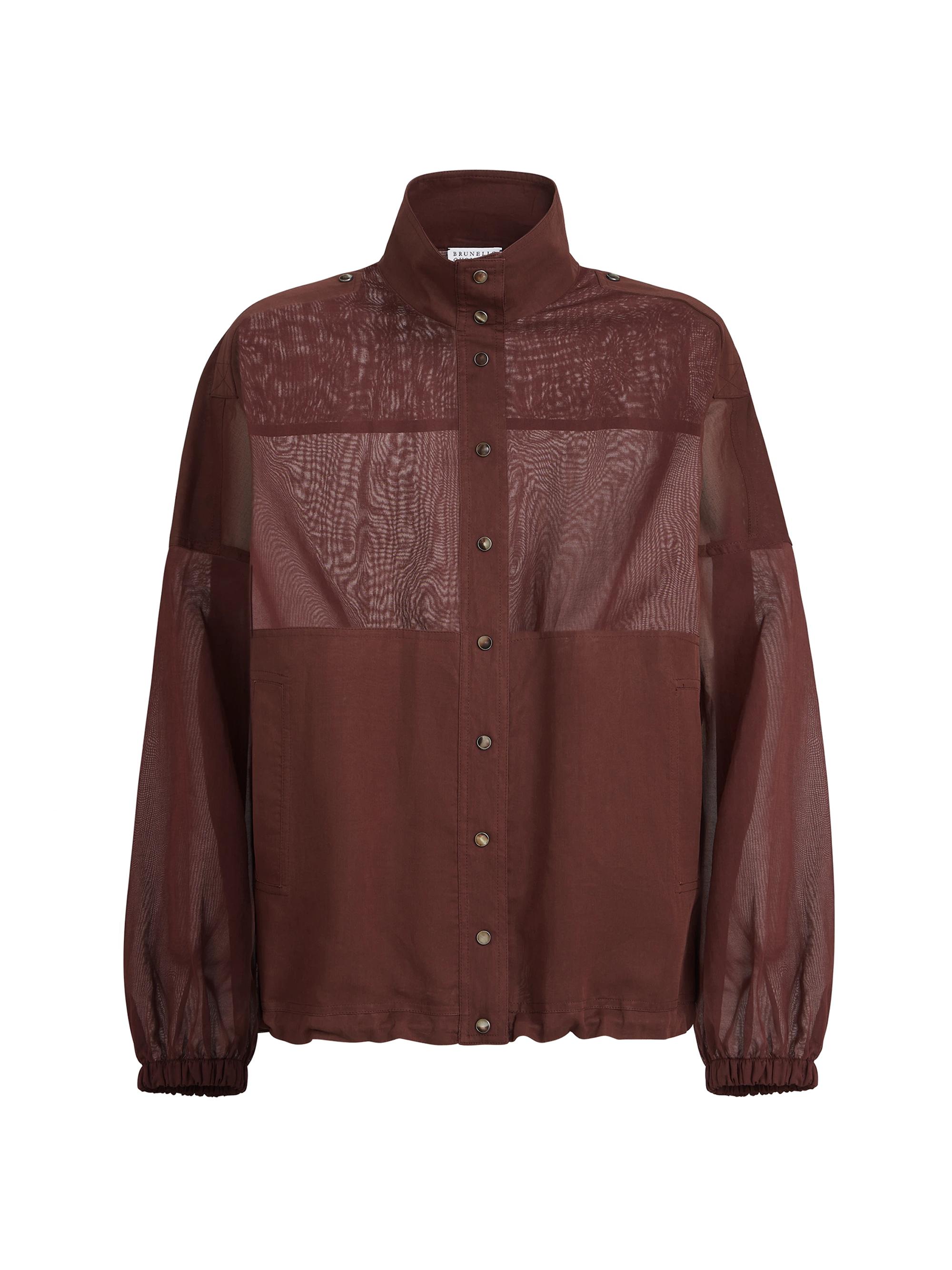 Brunello Cucinelli Women's Cotton Organza Outerwear Jacket with Monili - Bordeaux