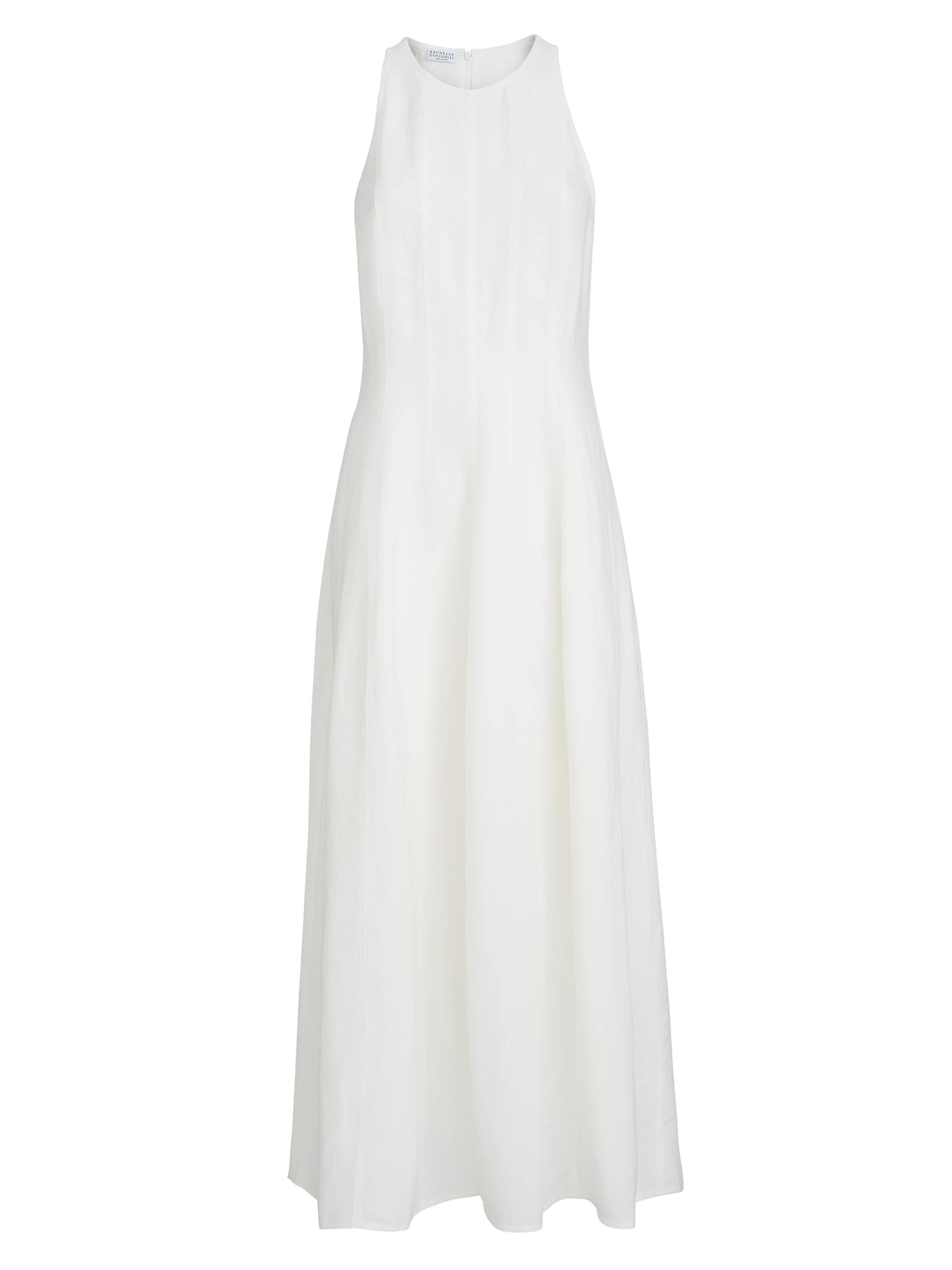 Brunello Cucinelli Women's Viscose and Linen Fluid Twill Dress - White