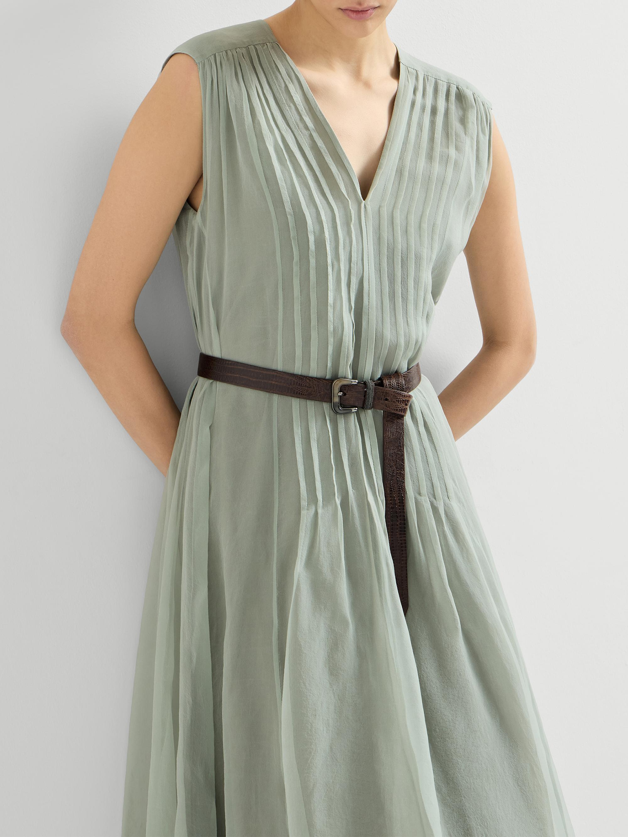 Brunello Cucinelli Crispy Silk Belted Dress with Pleated Detail | Saks  Fifth Avenue