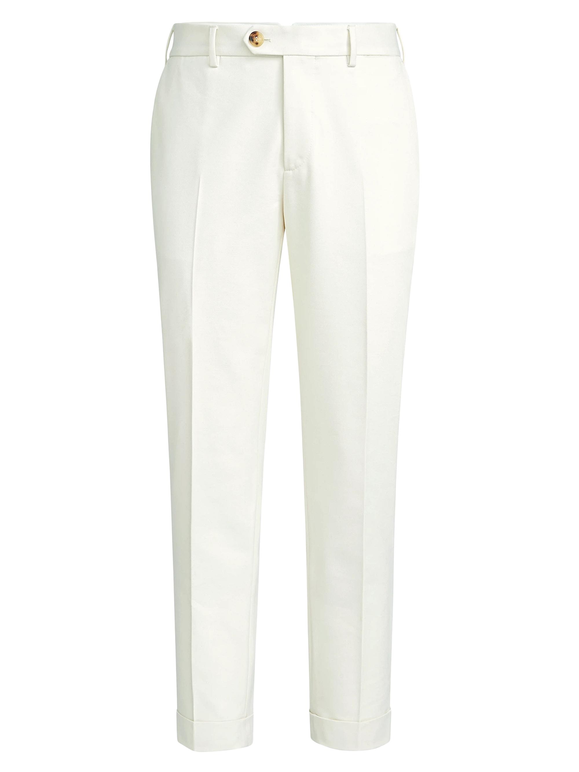 Brunello Cucinelli Men's Cotton and Virgin Wool Gabardine Italian Fit Trousers - Panama