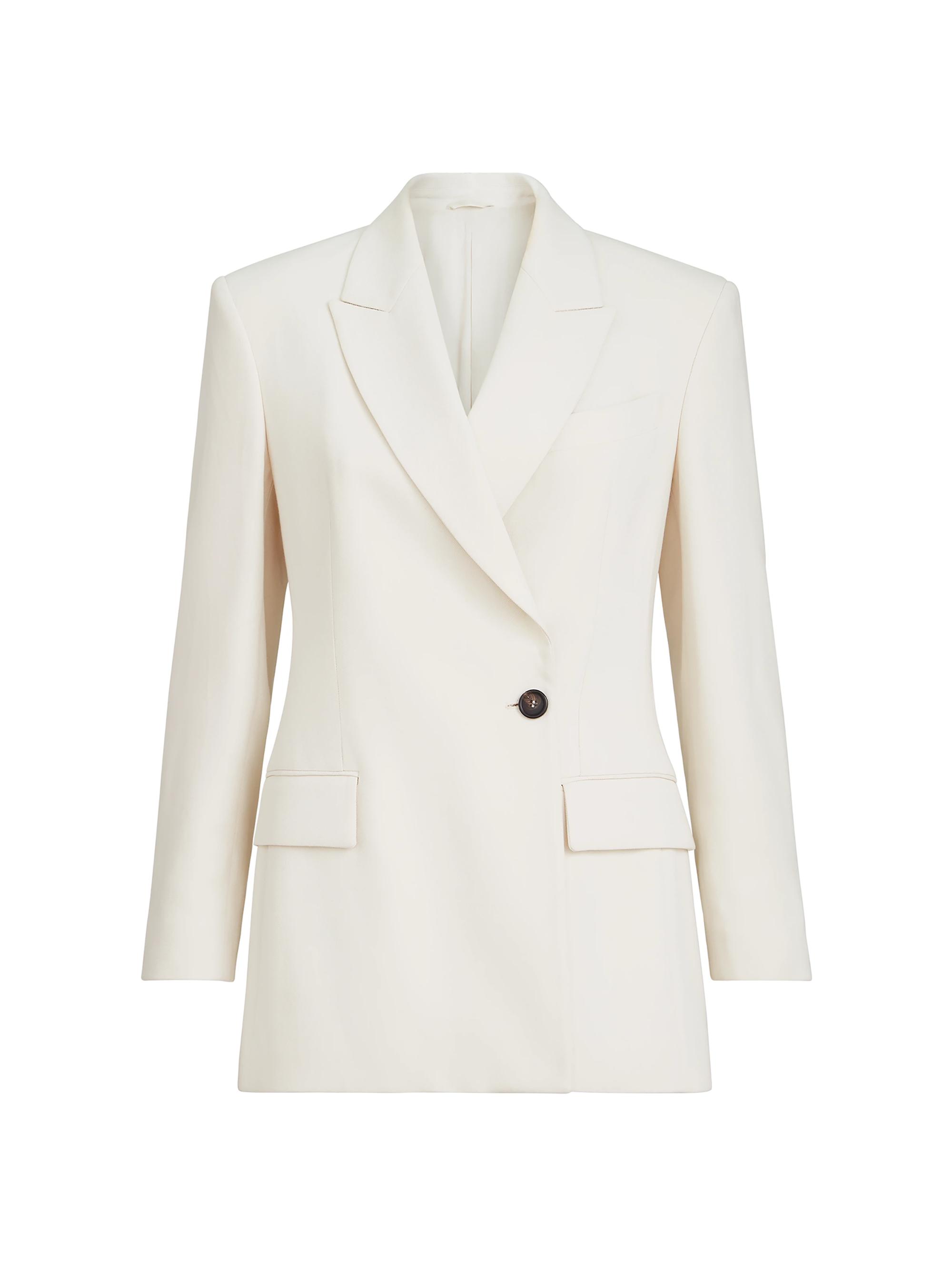 Brunello Cucinelli Women's Comfort Viscose Couture Twill Blazer with Monili - Milk