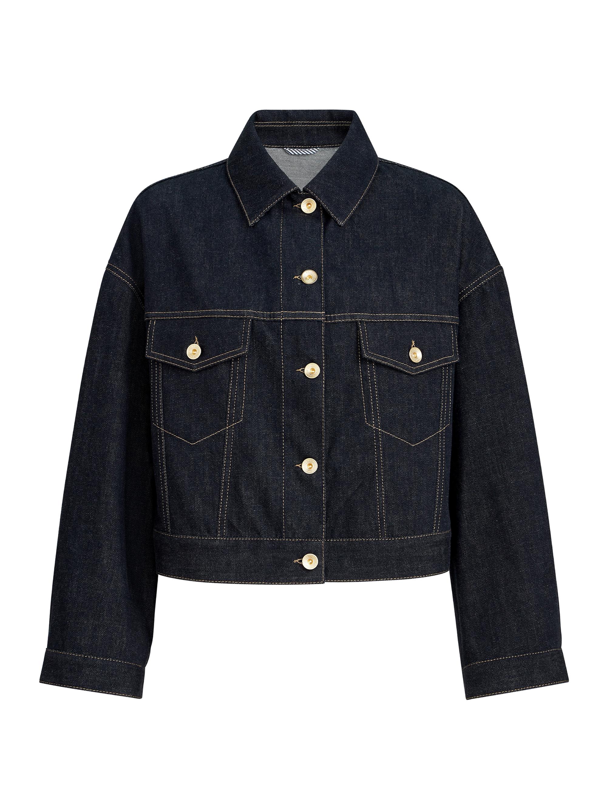 Brunello Cucinelli Women's No Fade Denim Outerwear Jacket with Monili - Denim