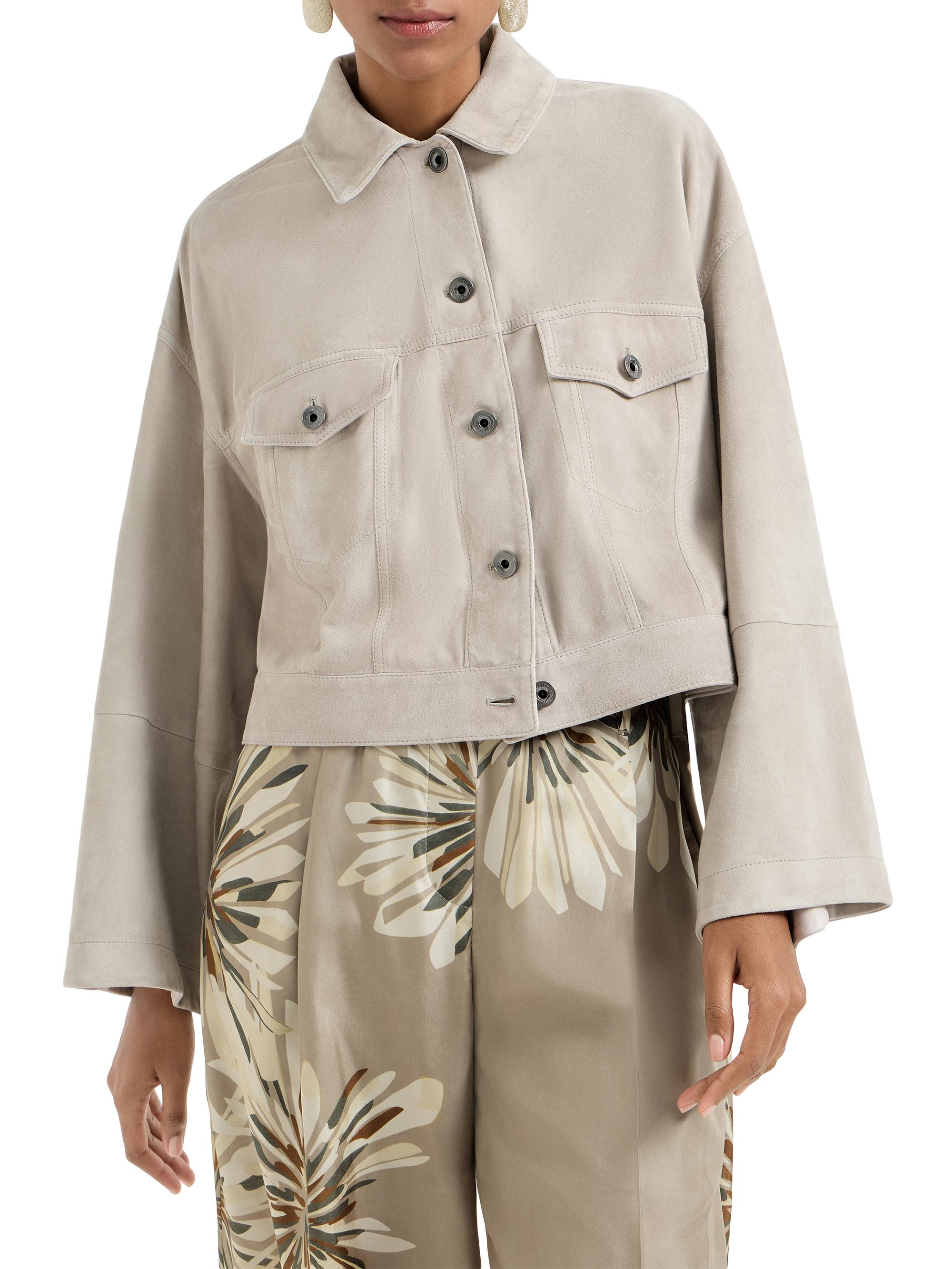Brunello Cucinelli Couture Suede Outerwear Jacket with Monili