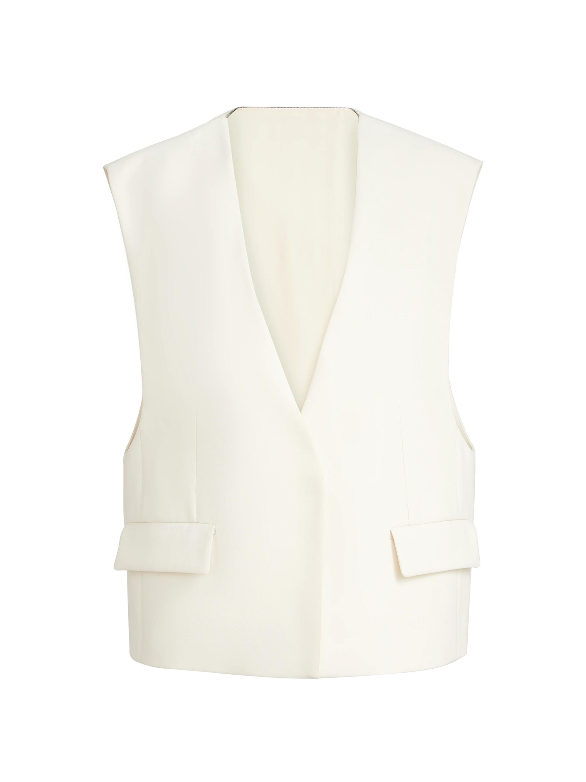Brunello Cucinelli Women's Cotton Double Twill Crêpe Vest with Monili -
