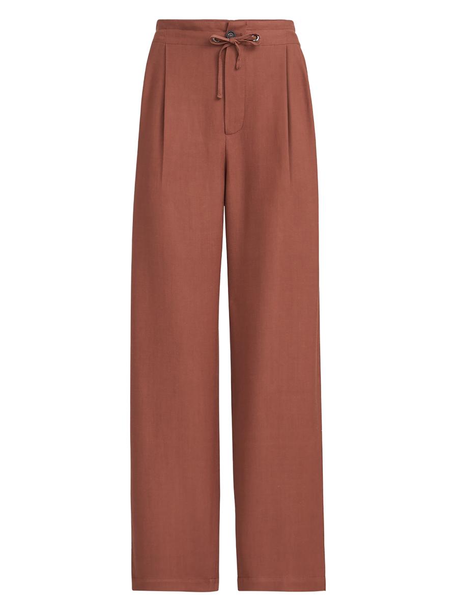 Brunello Cucinelli Women's Viscose And Linen Fluid Twill Tailored Track Trousers In Red