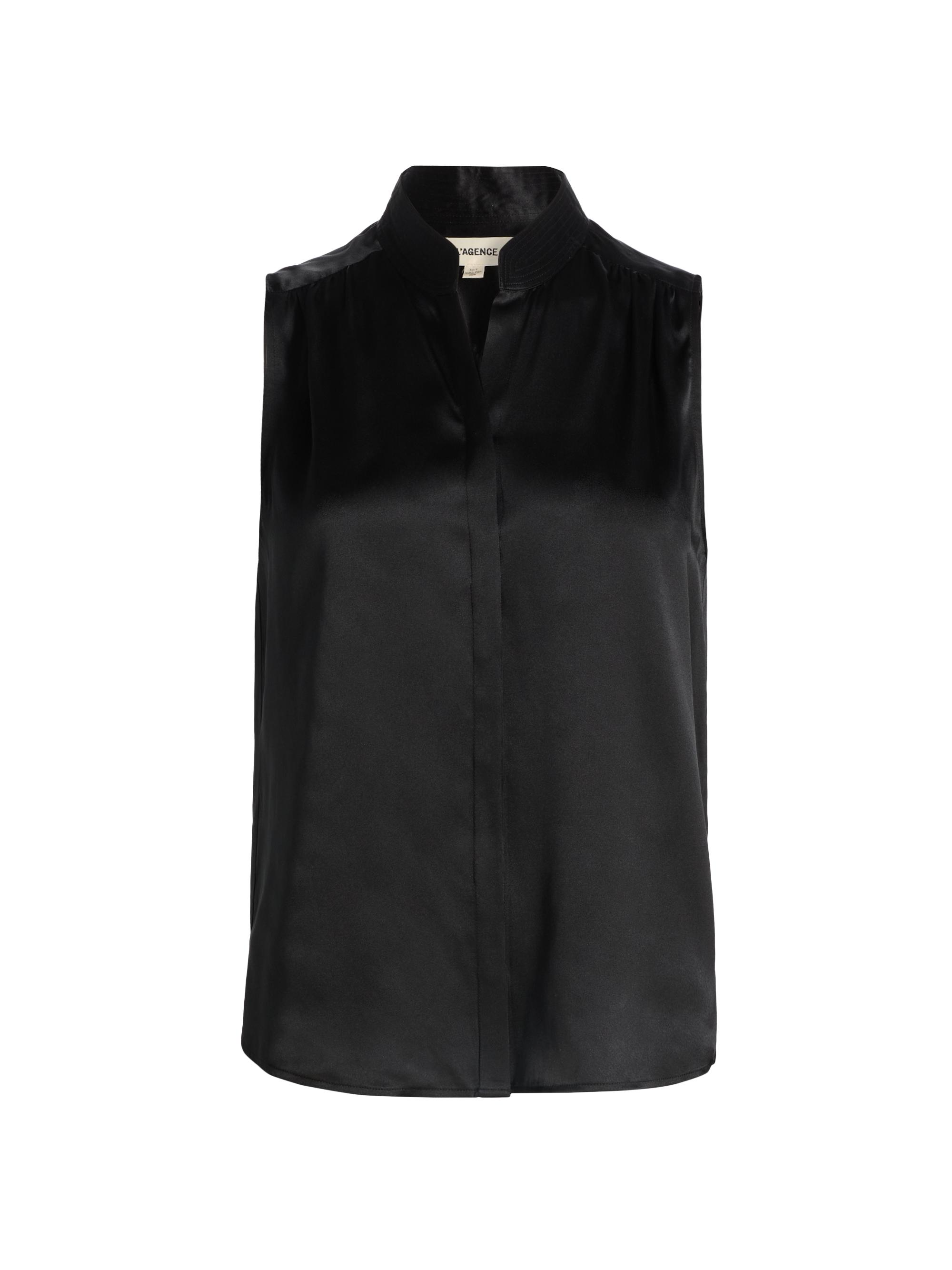 L'AGENCE Women's Phoebe Silk Sleeveless Blouse - Black | Thumbnail 8