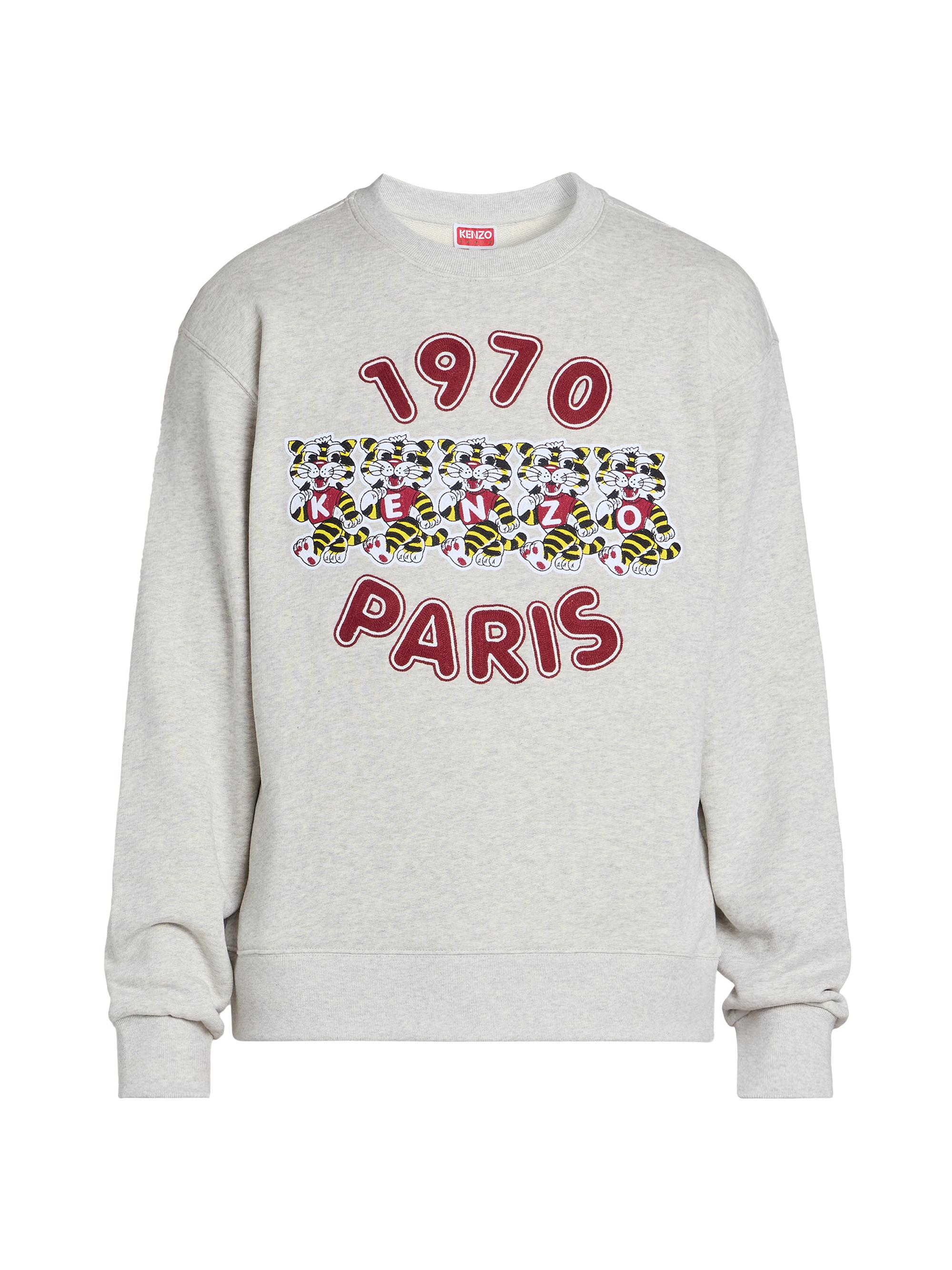 Kenzo Men's Wild Tiger Embroidered Crewneck Sweatshirt - Pale Grey