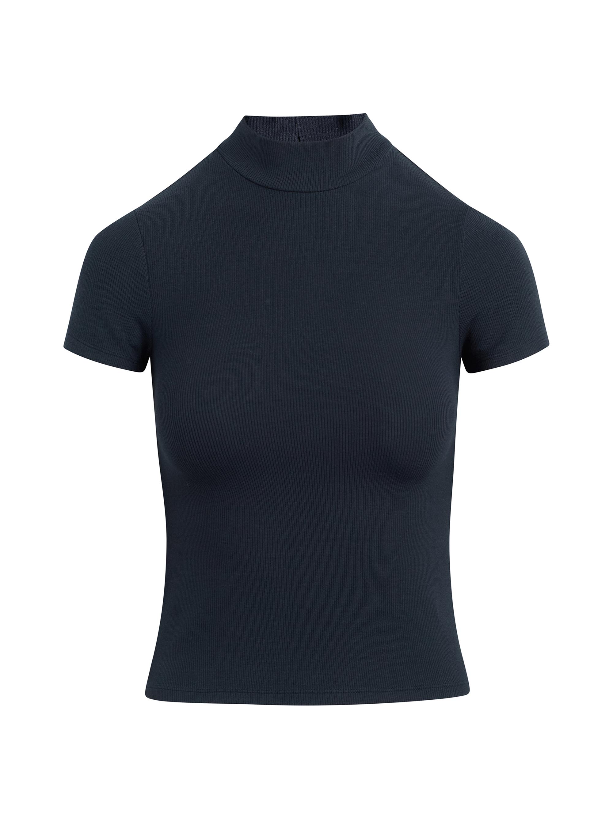 Favorite Daughter Women's The Stockholm Mock-Turtleneck Knit T-Shirt - Navy