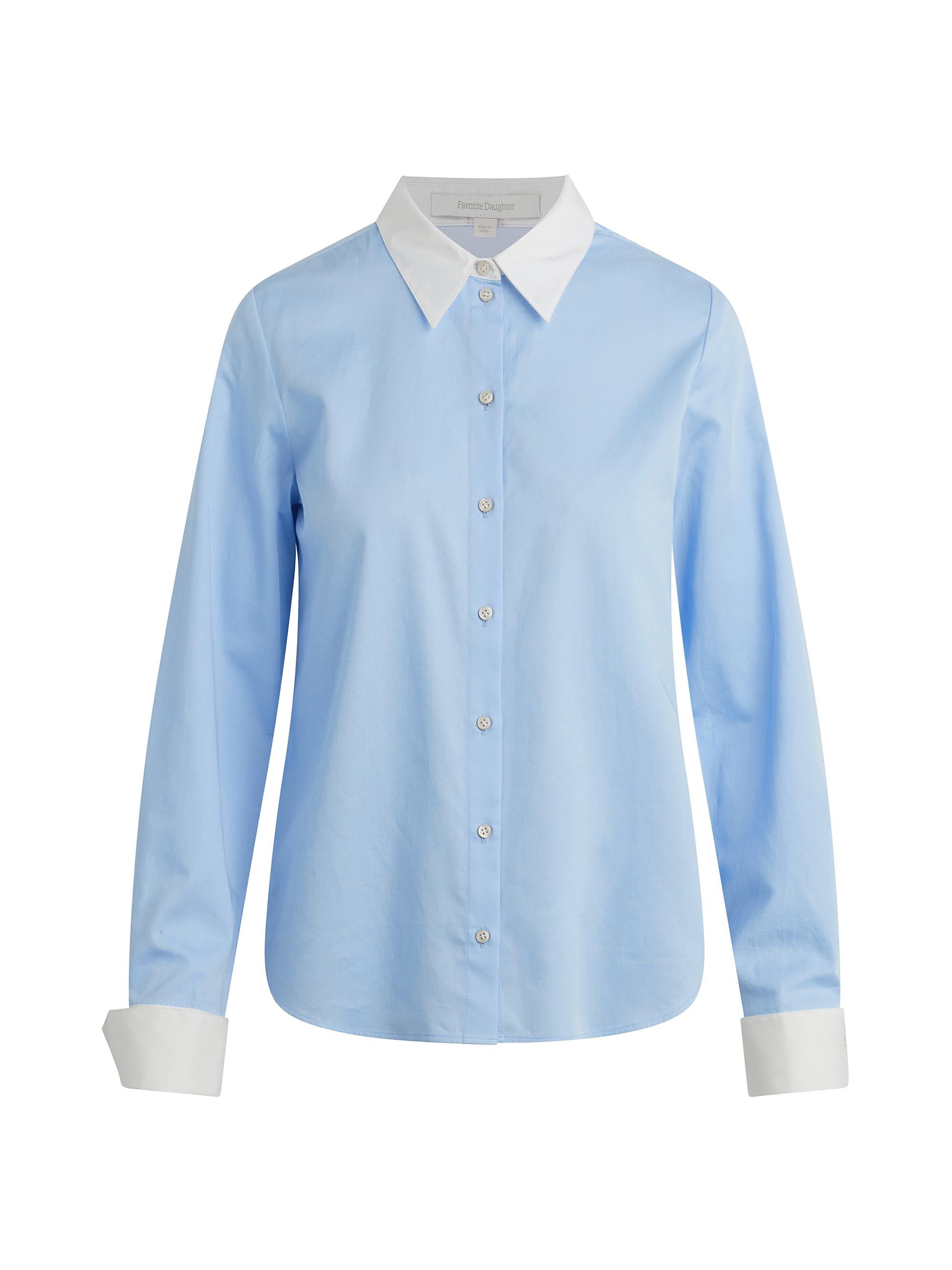 Favorite Daughter Women's The Cuffed Statement Shirt - Powder Blue Bright