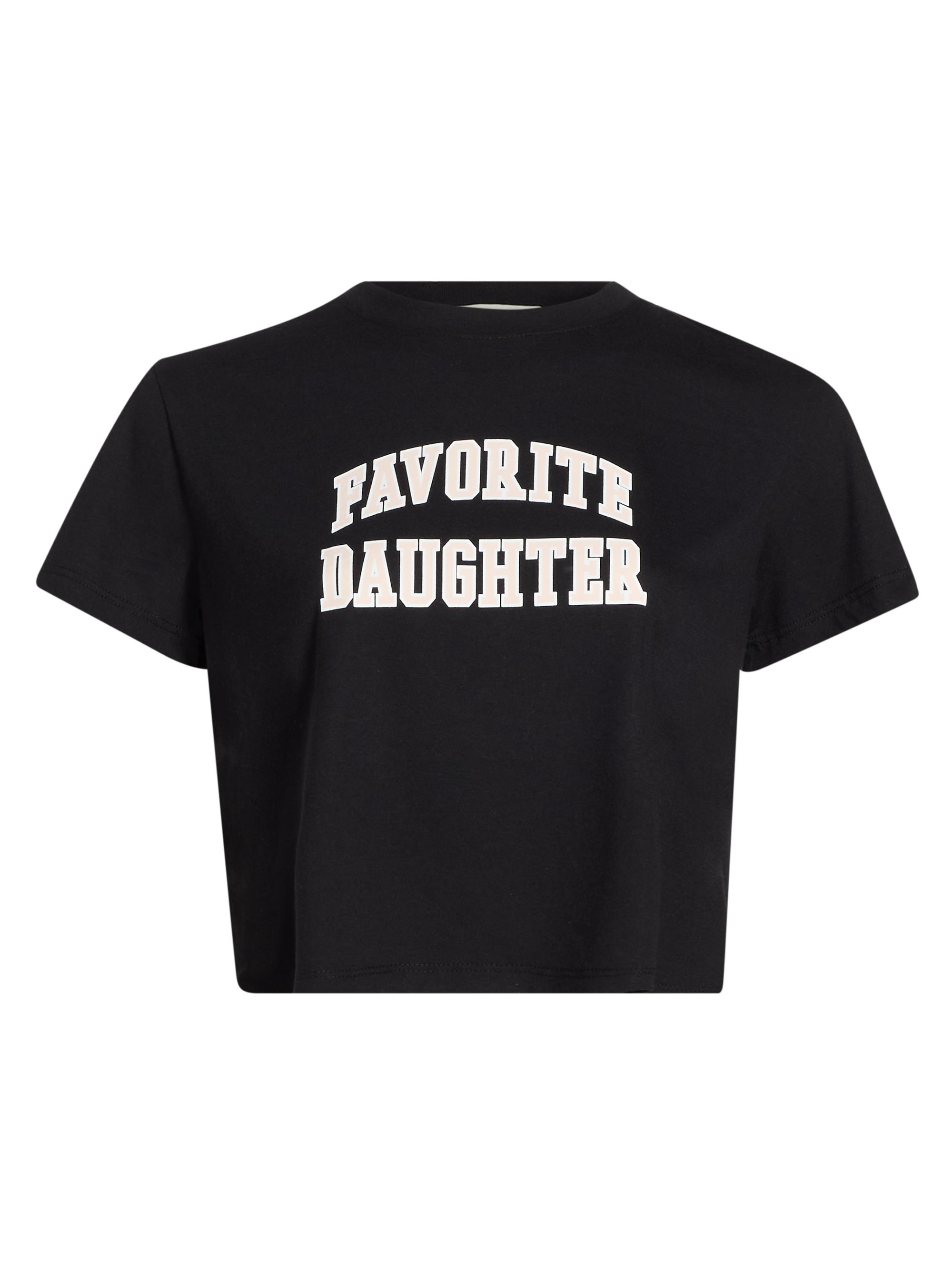 Favorite Daughter Women's The Cropped Collegiate T-Shirt - Black Pale Pink