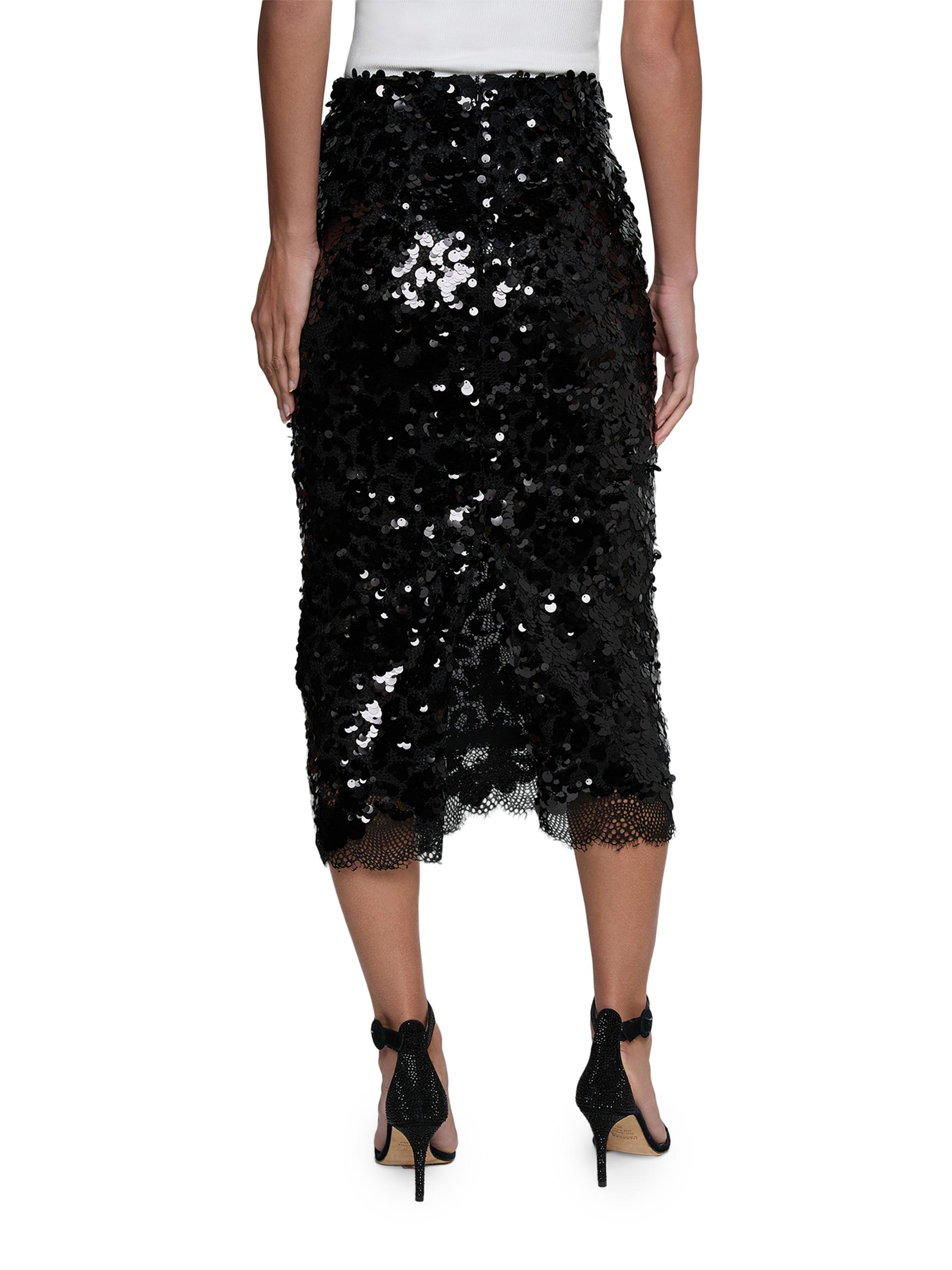 L'AGENCE Women's Makena Lace Pencil Skirt - Black | Thumbnail 5
