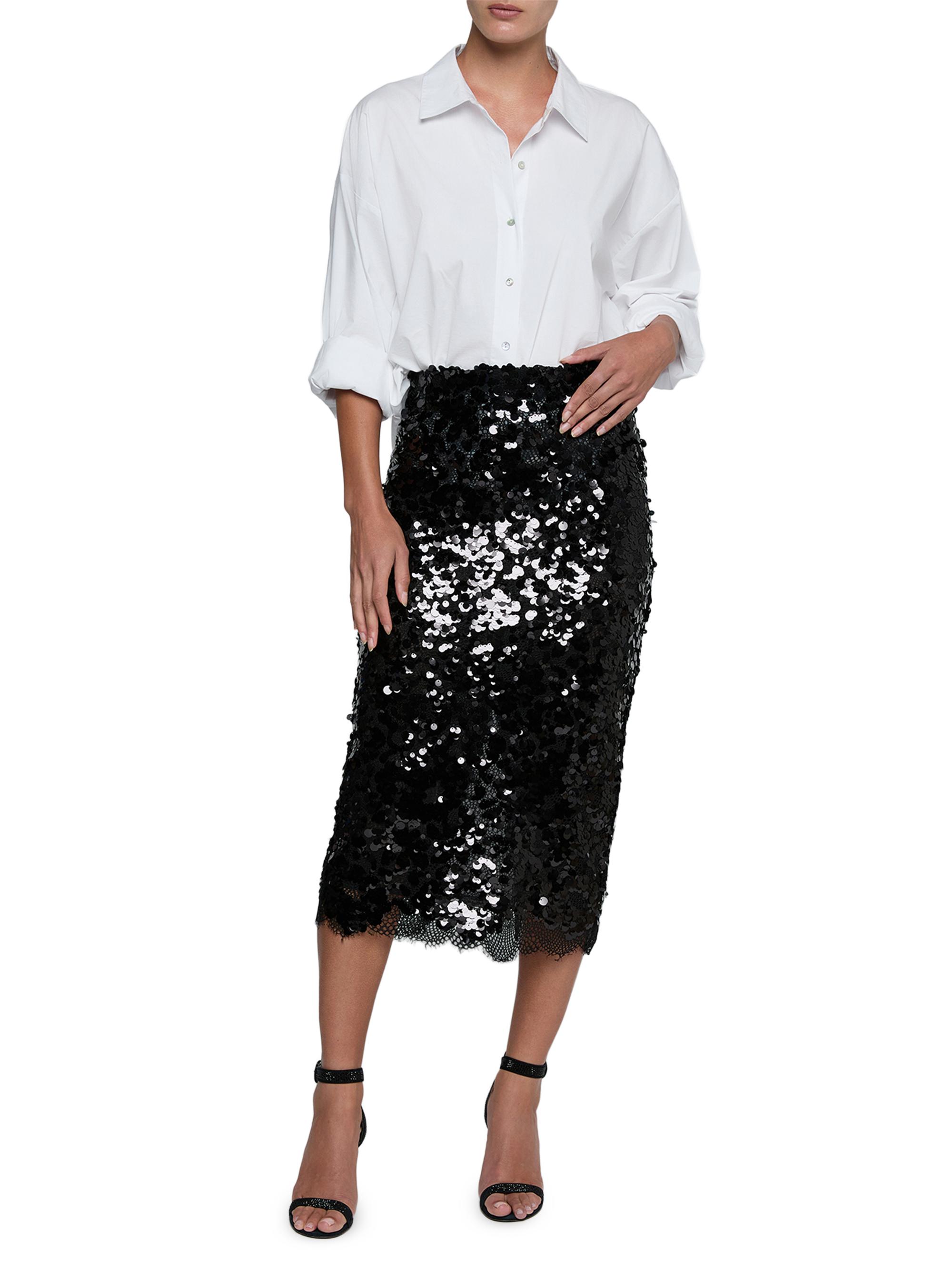 L'AGENCE Women's Makena Lace Pencil Skirt - Black | Thumbnail 2