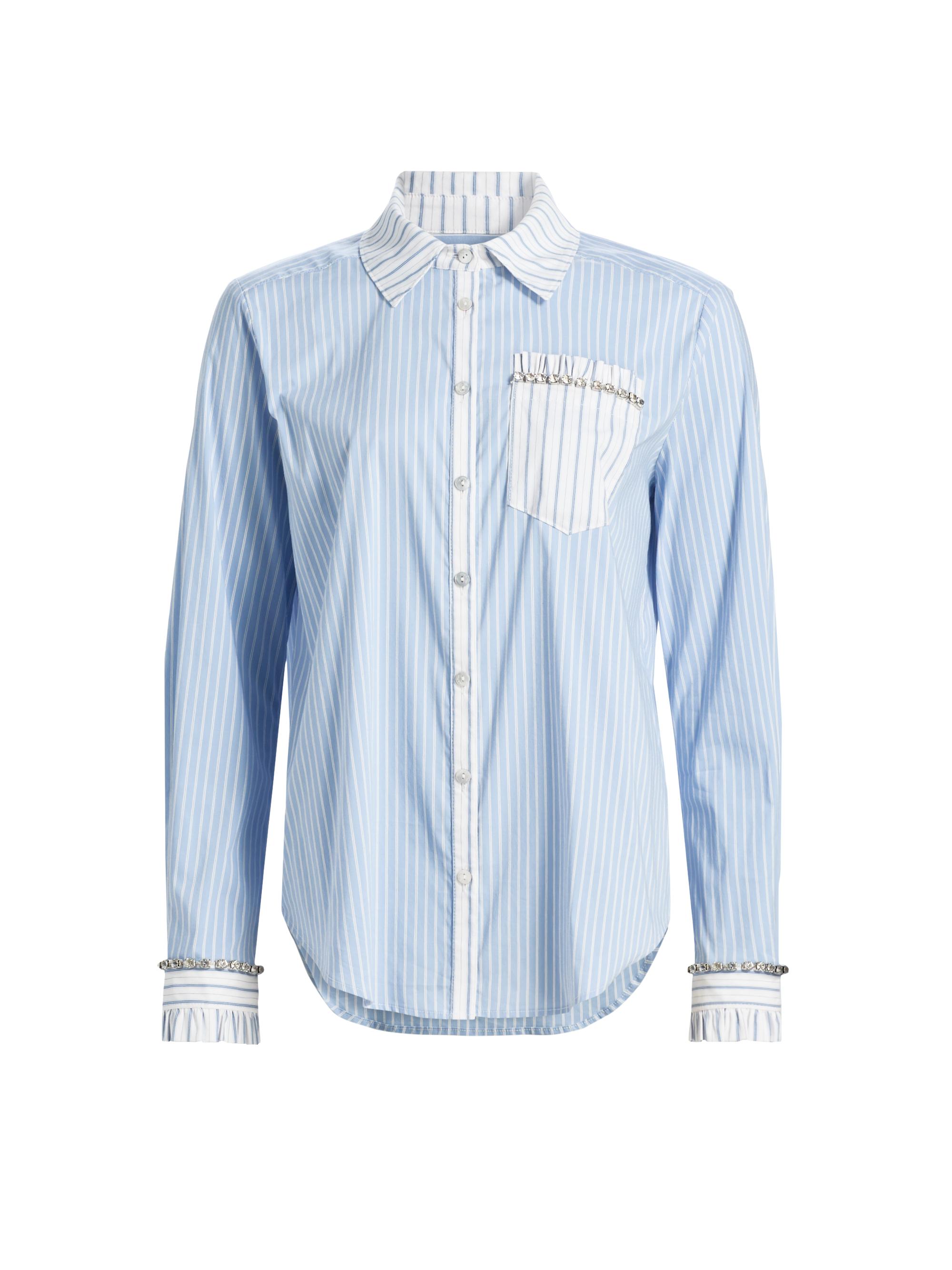 Cinq à Sept Women's Dorsia Striped Cotton-Blend Button-Front Shirt - Cornflower White