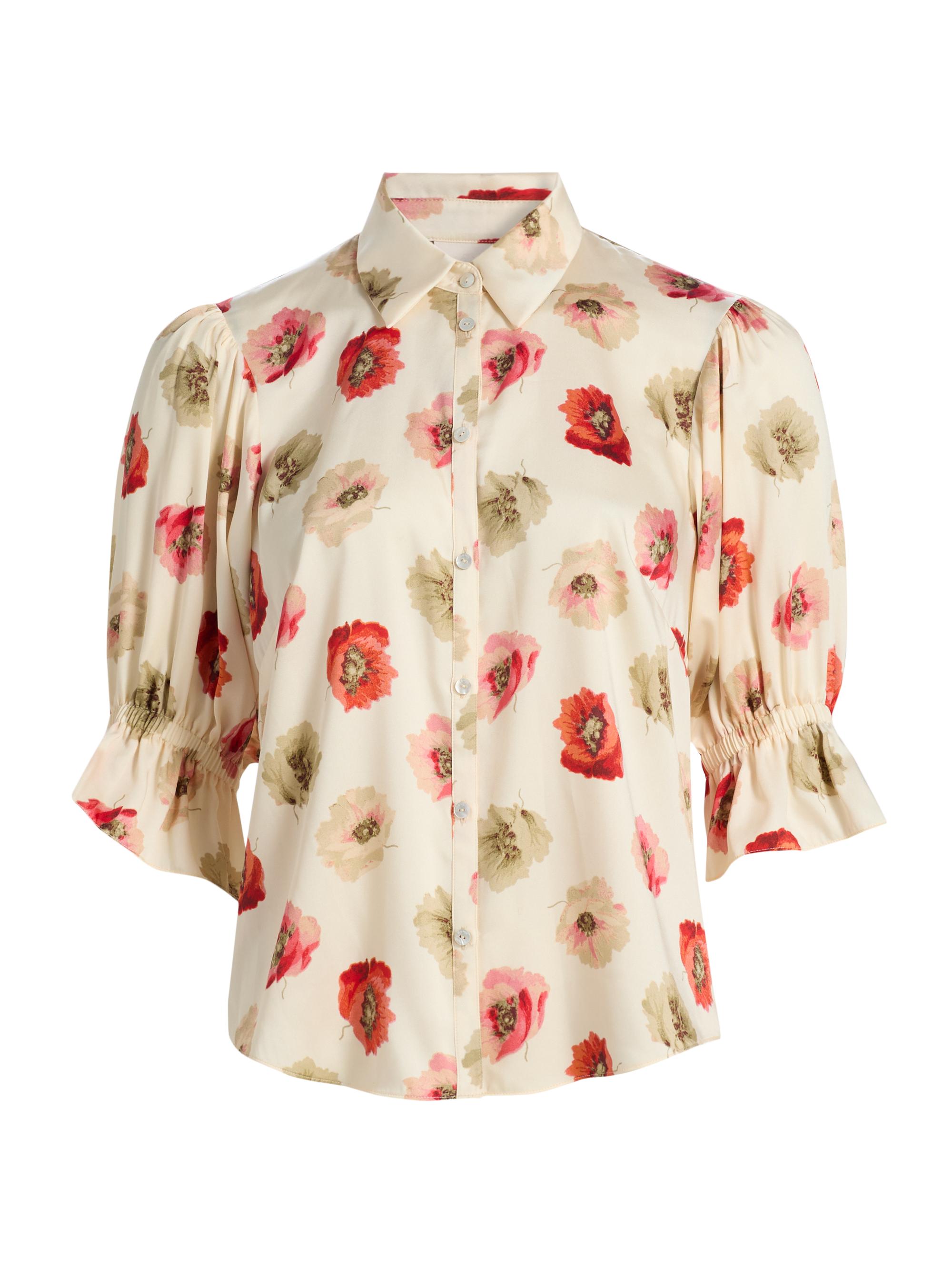 Cinq à Sept Women's Fiona Floating Poppies Top - Gardenia Multi