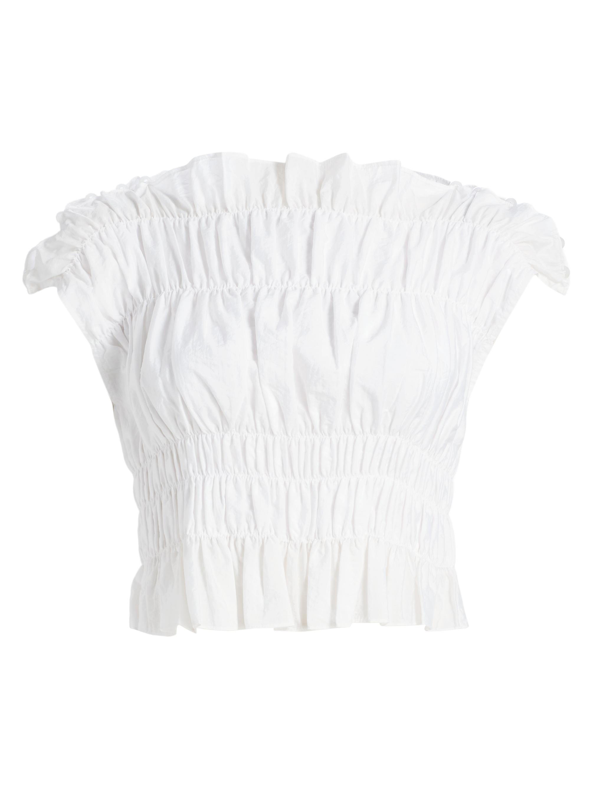 Cinq à Sept Women's Evalina Gathered Ruffle Crop Top - White
