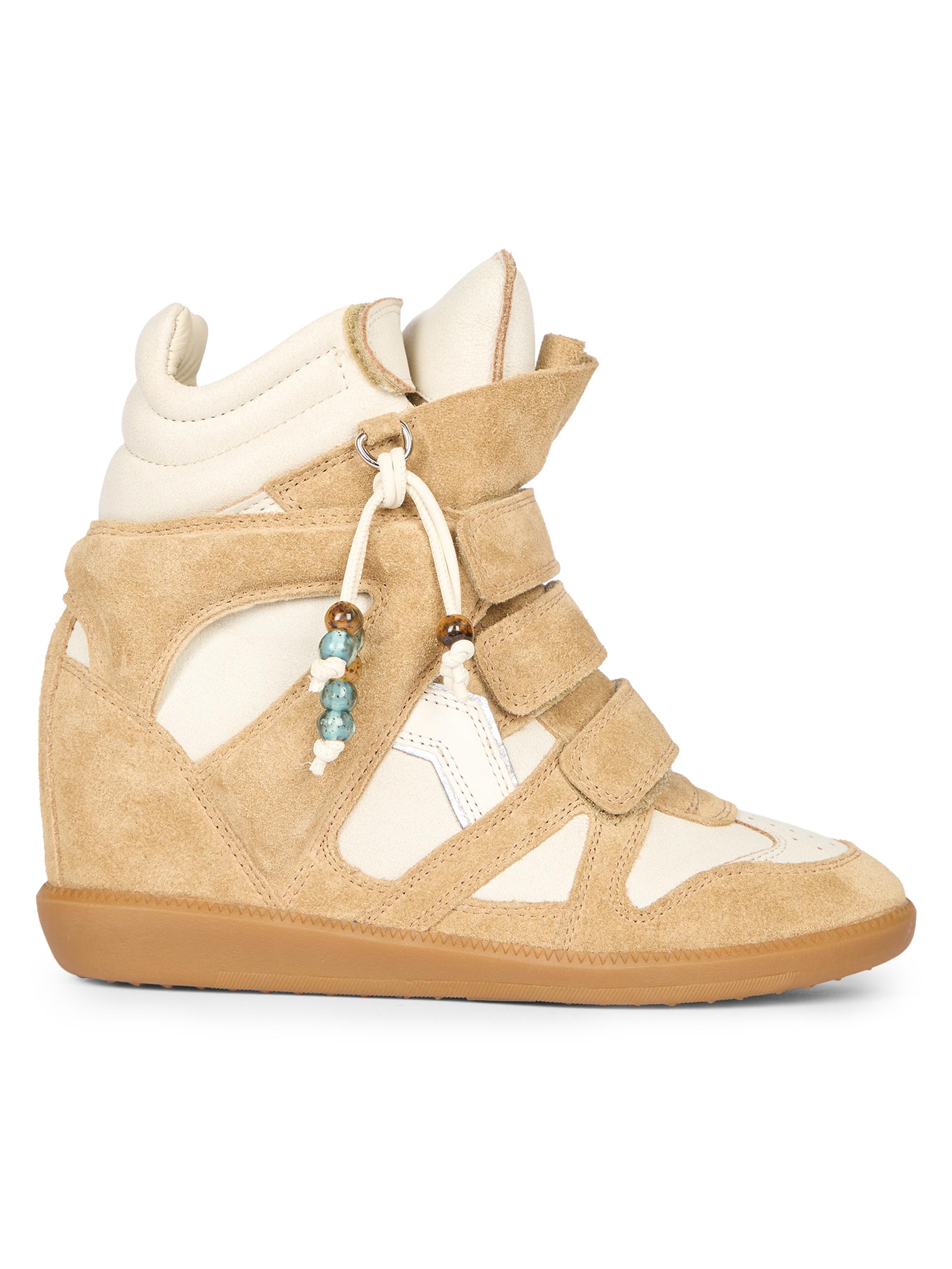 Isabel Marant Women's Bekett Suede High-Top Wedge Sneakers - Beige Chalk